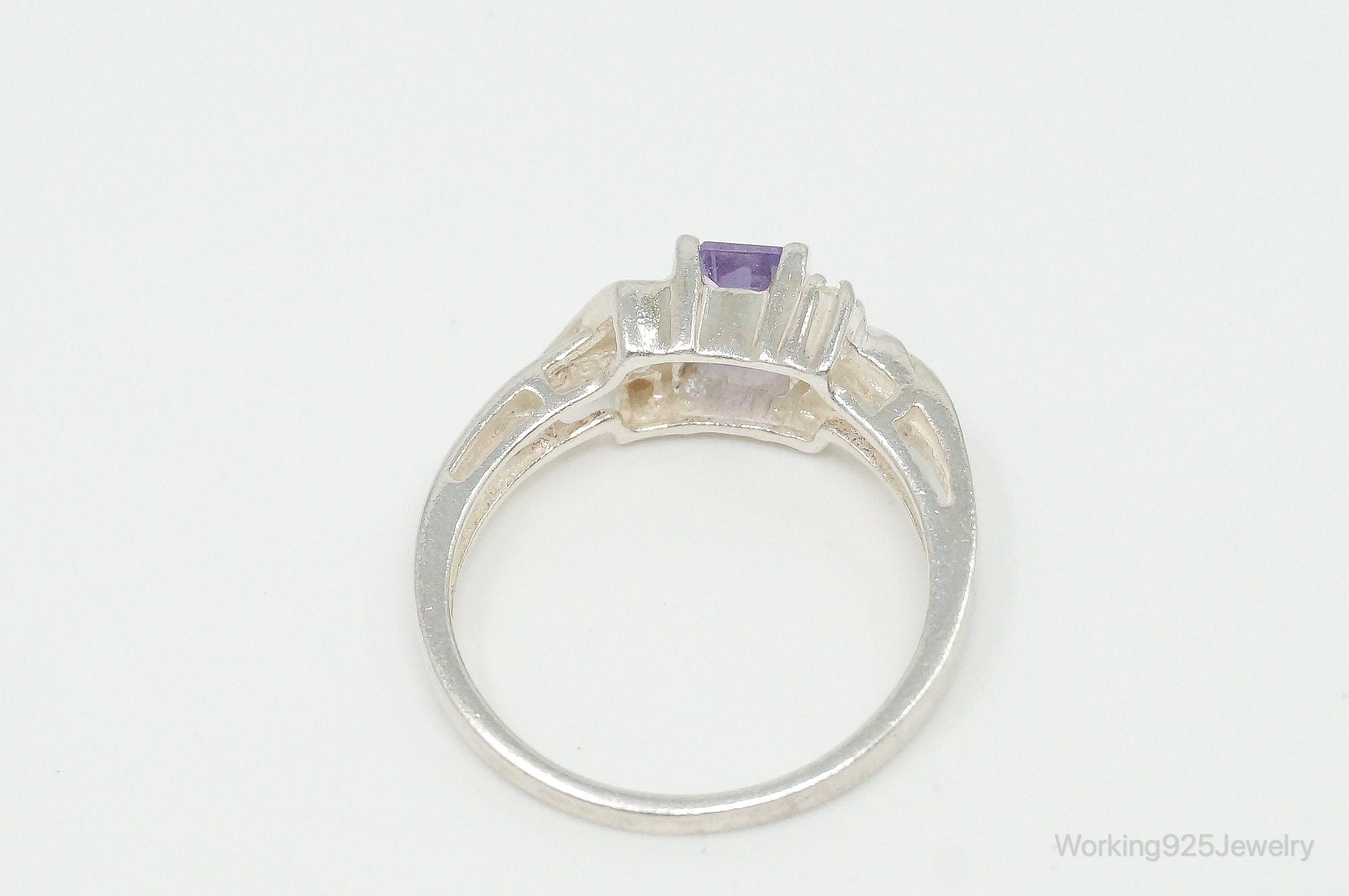 Vintage Avon Amethyst Cubic Zirconia Sterling Silver Band Ring - Size 6