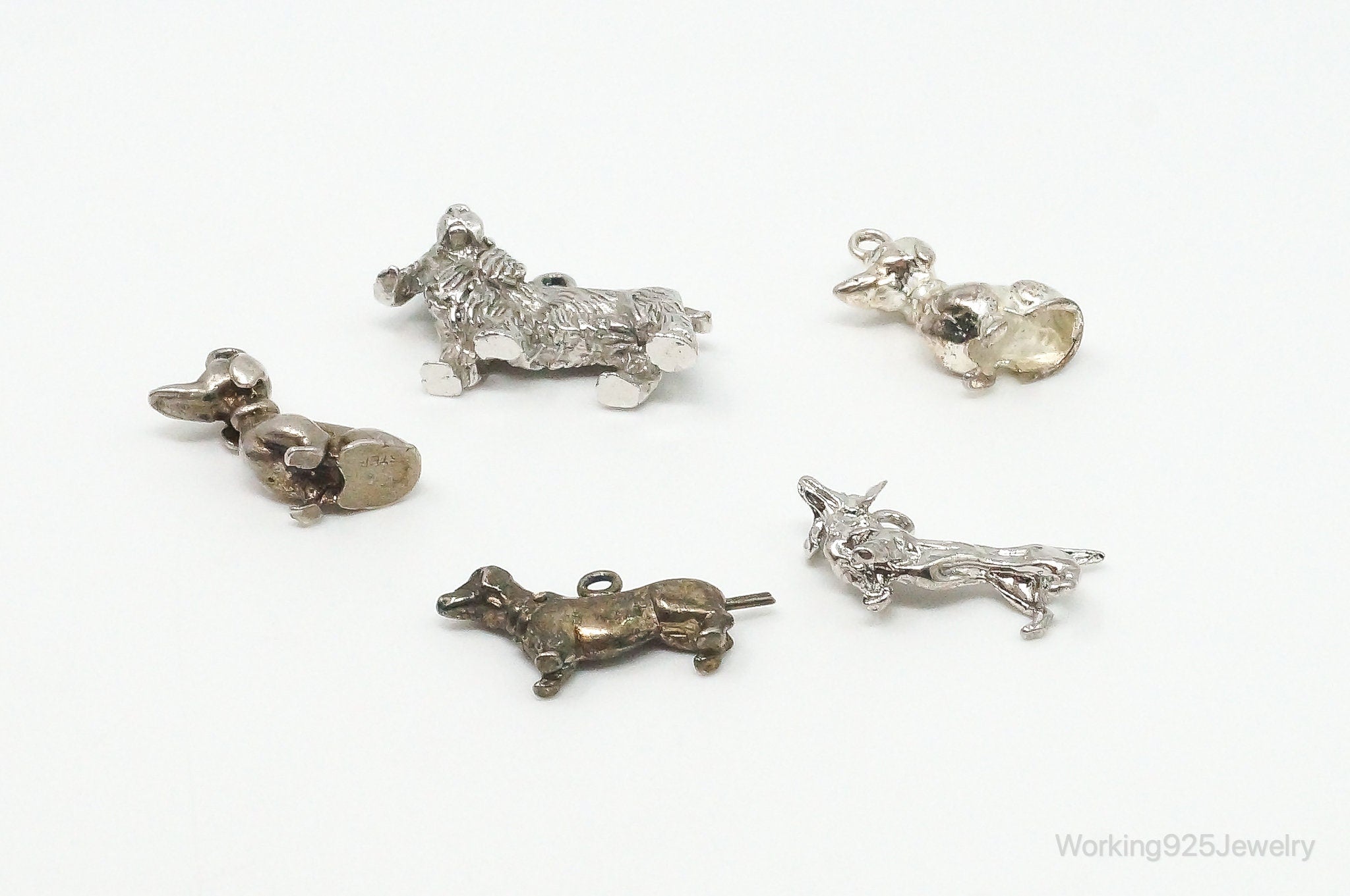 Vintage Antique Dachshund Sterling Silver Charms Lot