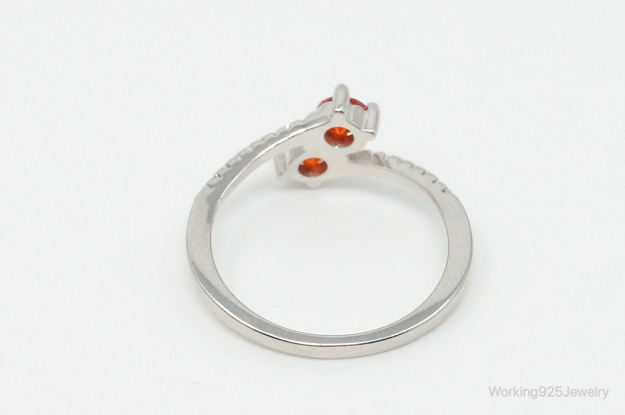 Orange Topaz Cubic Zirconia Sterling Silver Ring - Size 8.75