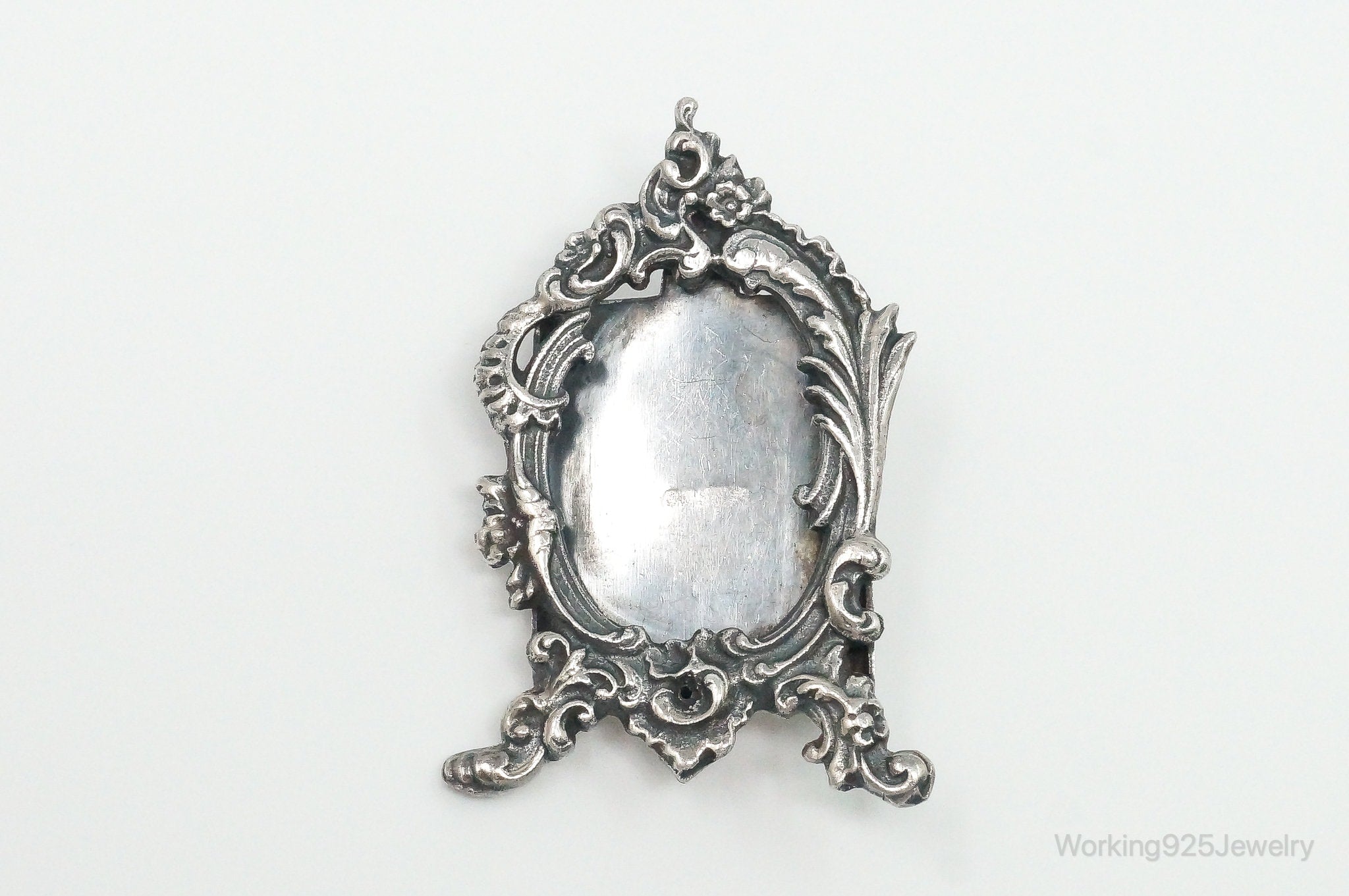 Antique Photo Picture Frame Sterling Silver Brooch Pin