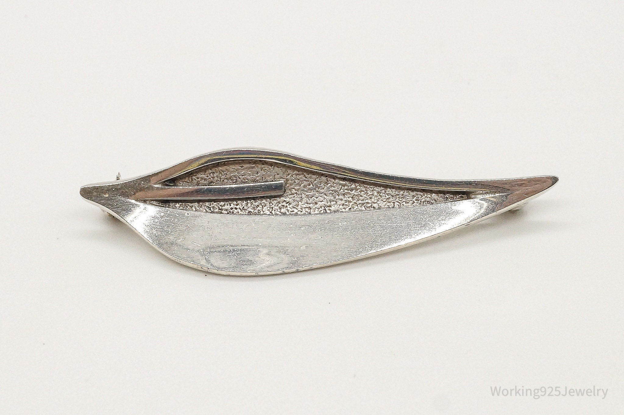 Vintage Denmark Modernist Rudolf Andresen Leaf Sterling Silver Brooch Pin