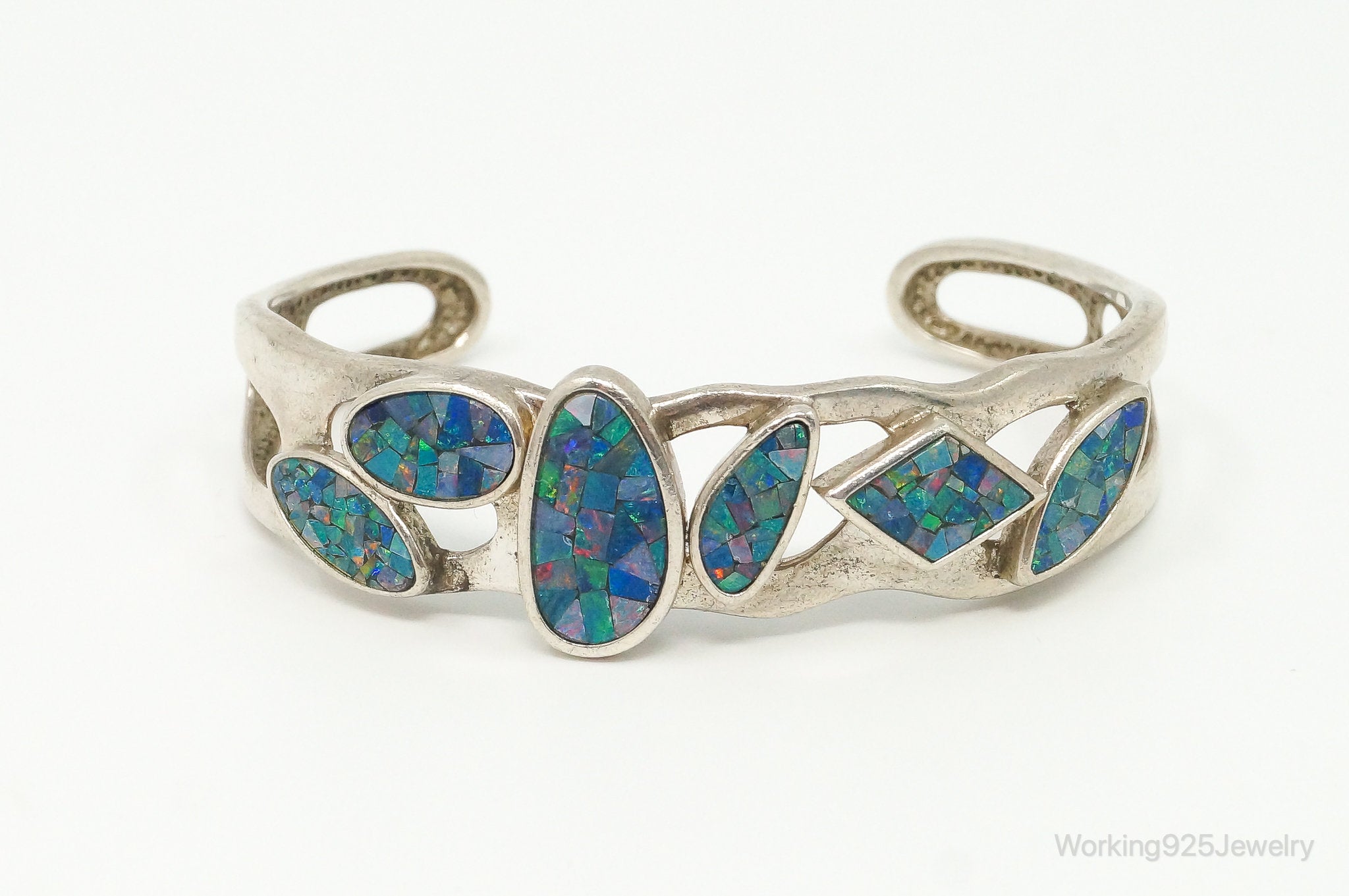 Vintage Designer Whitney Kelly WK Blue Fire Opal Sterling Silver Bracelet