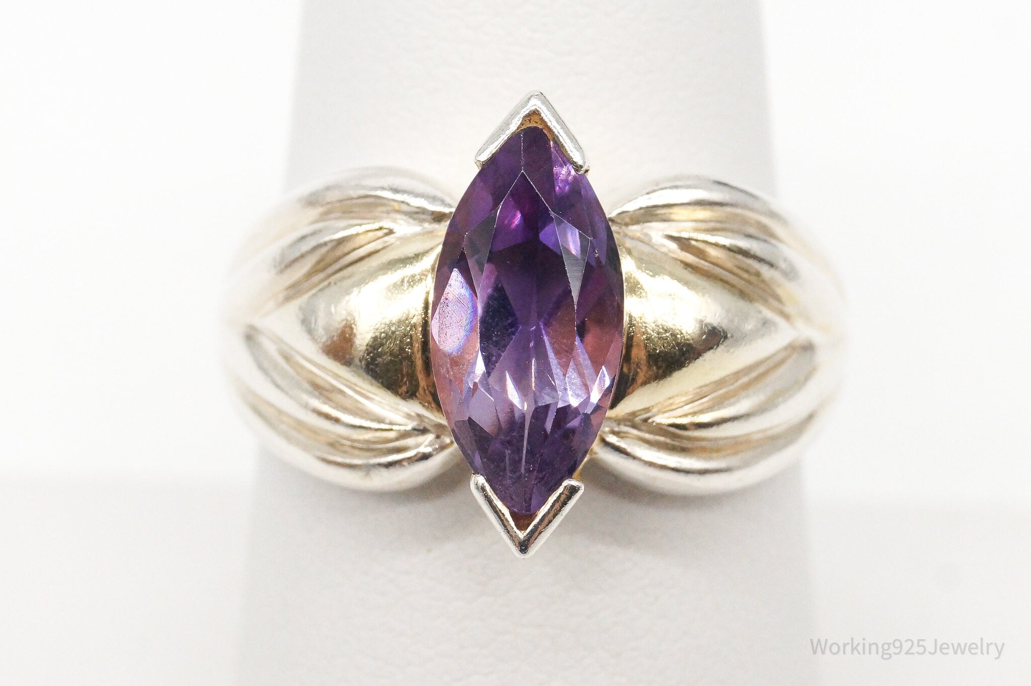 Vintage Amethyst Sterling Silver Ring - Size 7.75