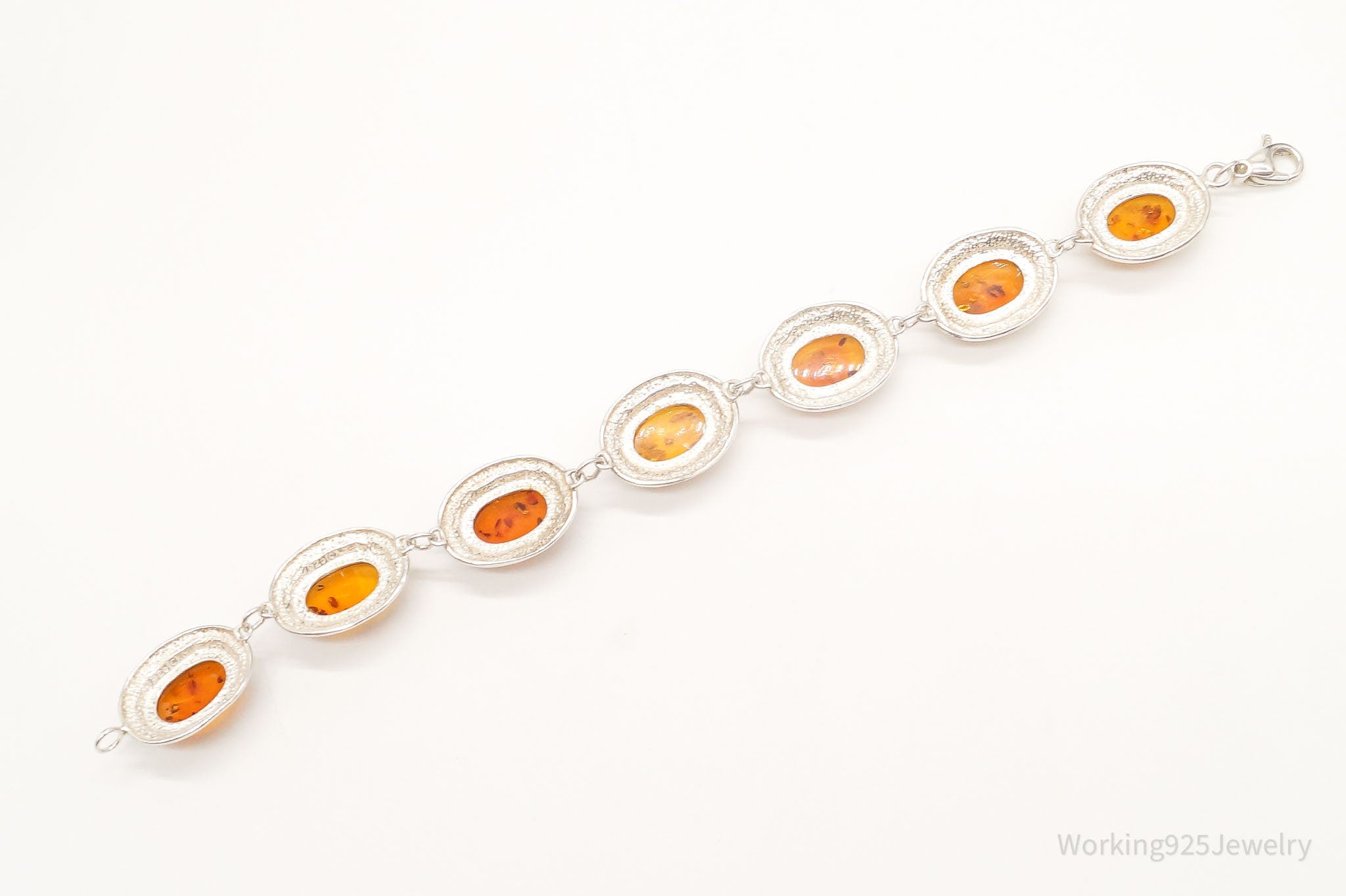 Vintage Amber Modernist Sterling Silver Bracelet