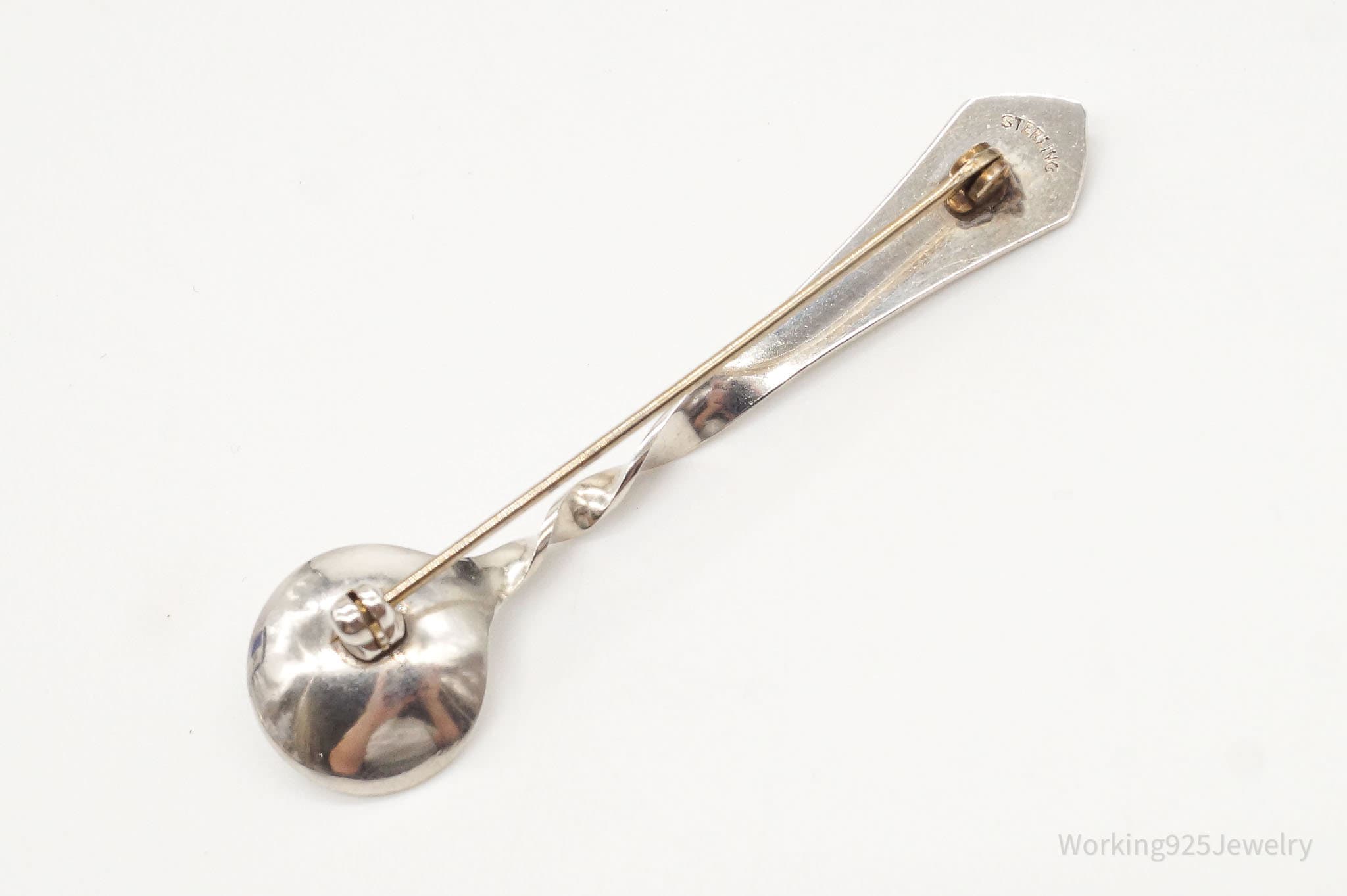 Antique Gold Nugget Sterling Silver Spoon Brooch Pin