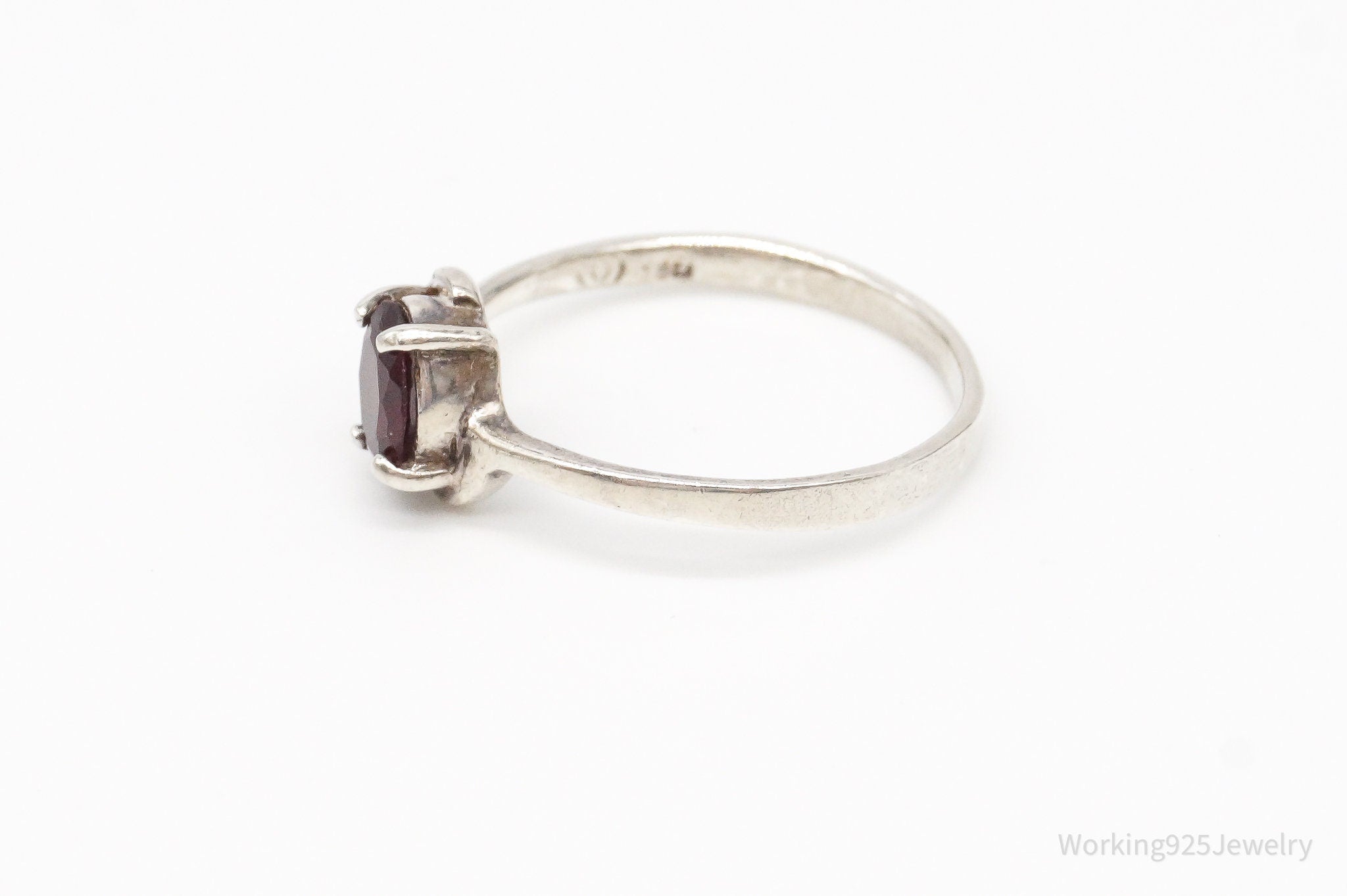 Vintage Garnet Sterling Silver Ring - Size 9