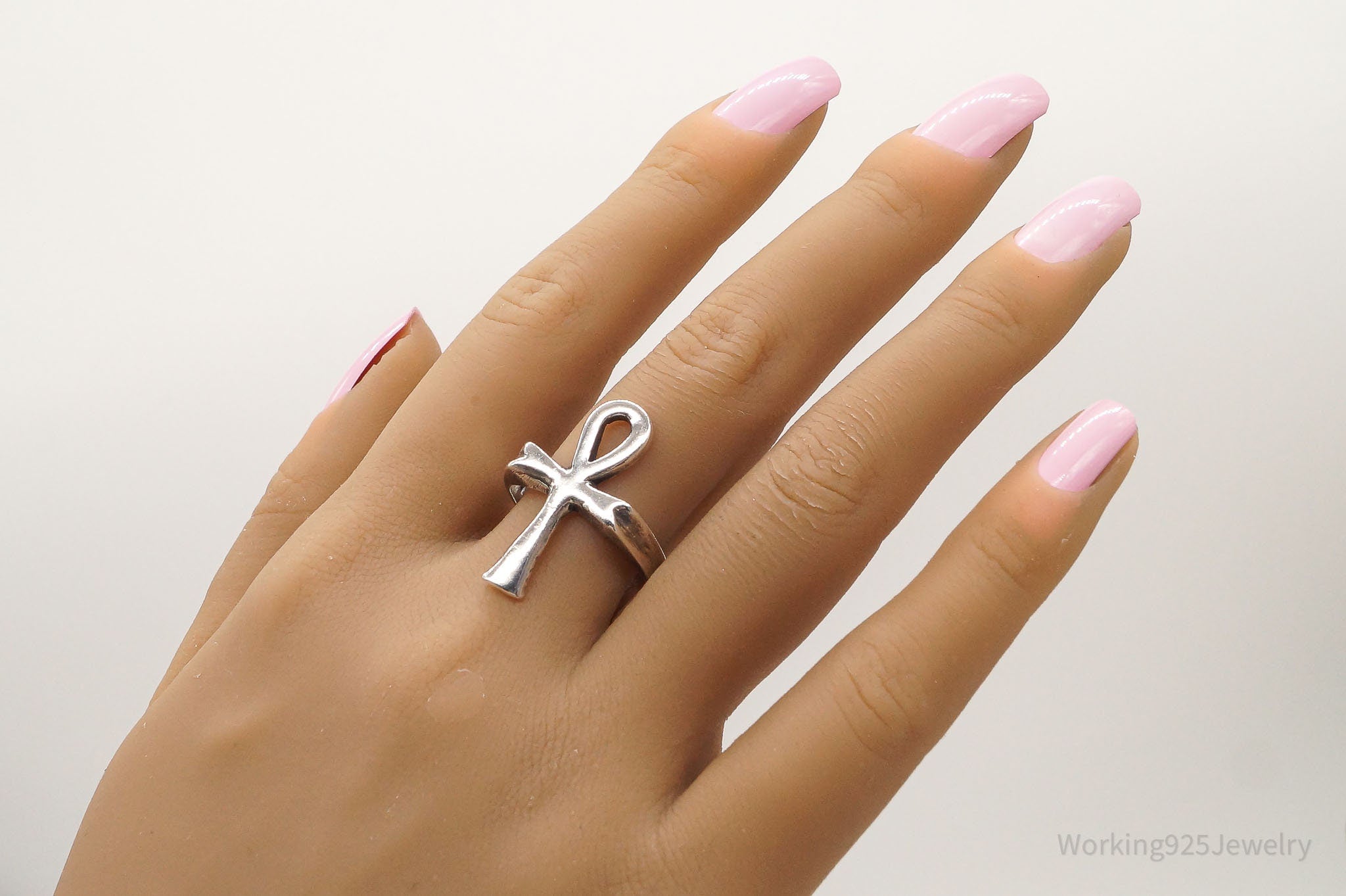 Vintage Ankh Cross Sterling Silver Egyptian Ring Size 9.5