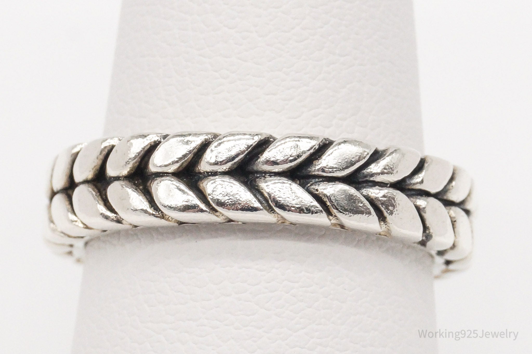 Vintage Cable Cord Rope Braid Sterling Silver Ring - Size 7.75