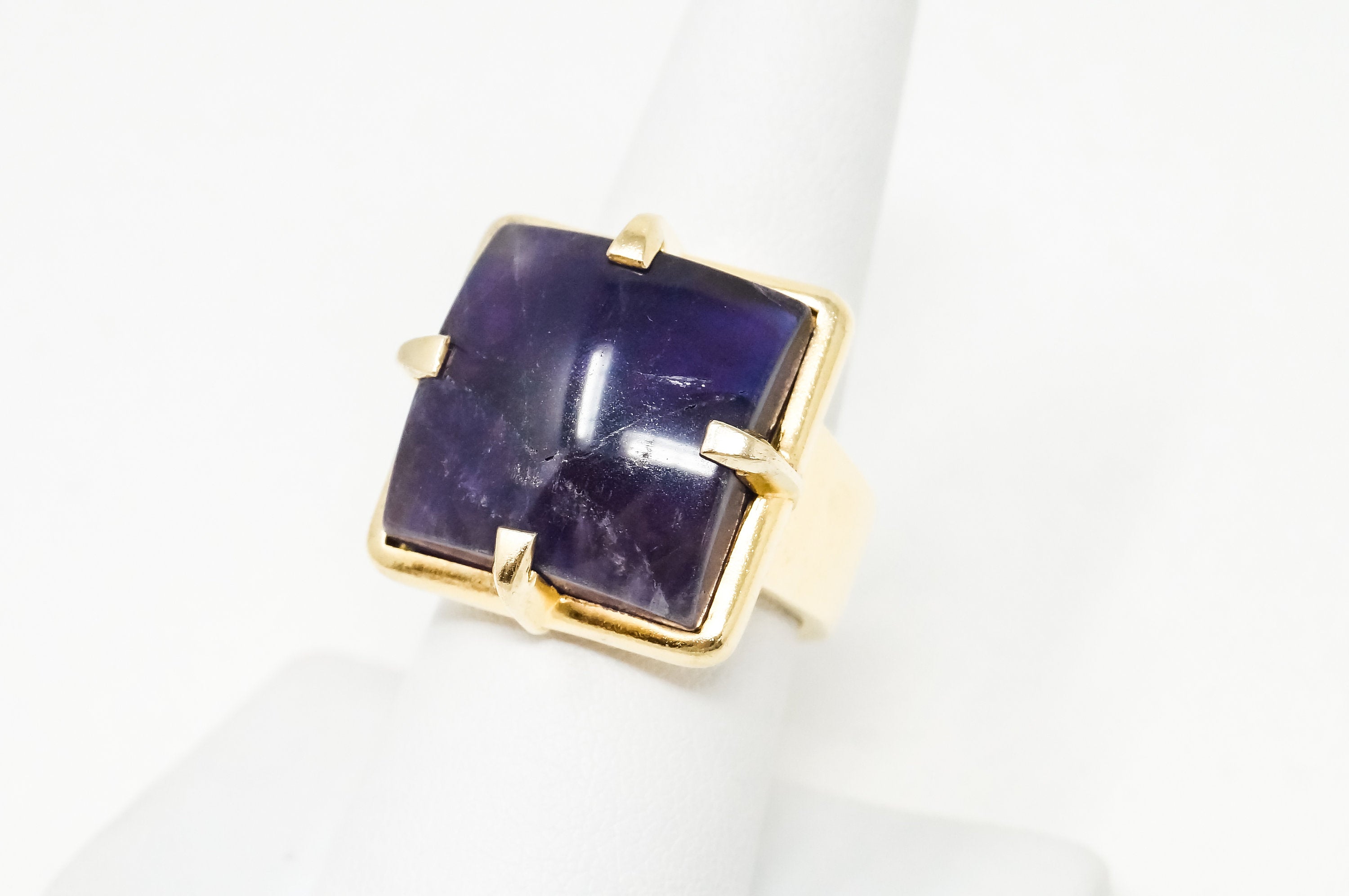 Vintage Designer Baluba Amethyst Gold Vermeil Sterling Silver Ring - Sz 7.5