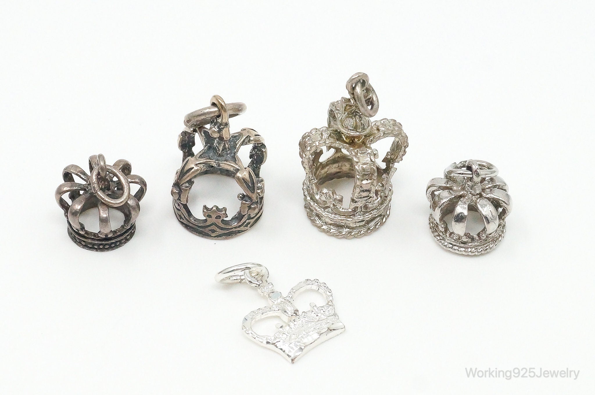 Vintage Antique Crowns Sterling Silver Charms