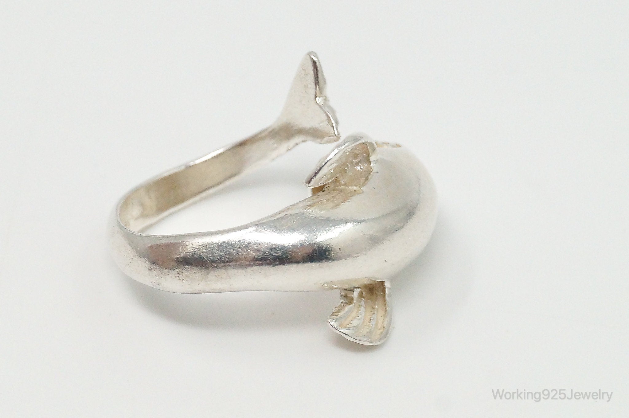 Vintage Dolphin Wrap Sterling Silver Ring - Size 5.25