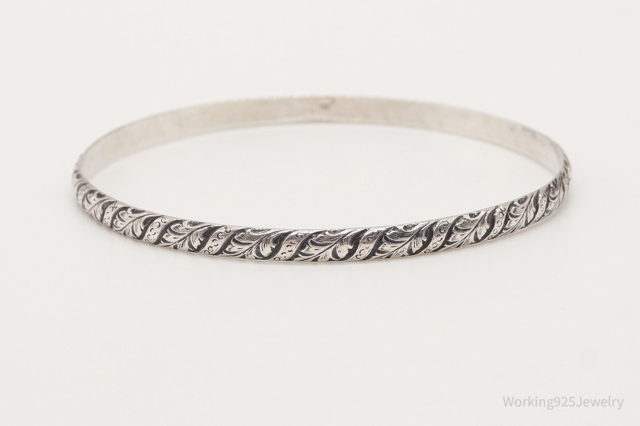 Antique Art Nouveau Sterling Silver Bangle Bracelet