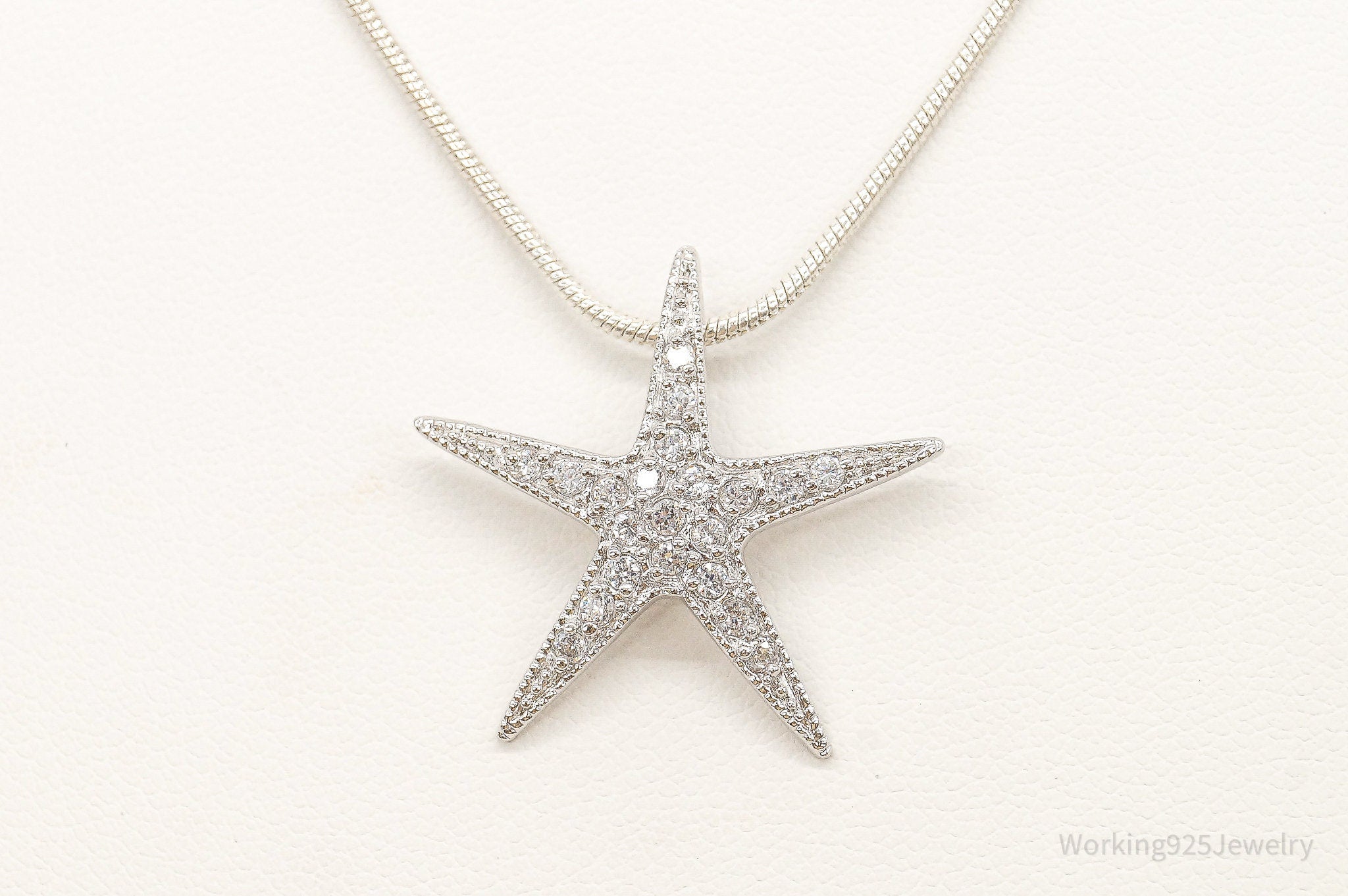 Cubic Zirconia Starfish Sterling Silver Necklace