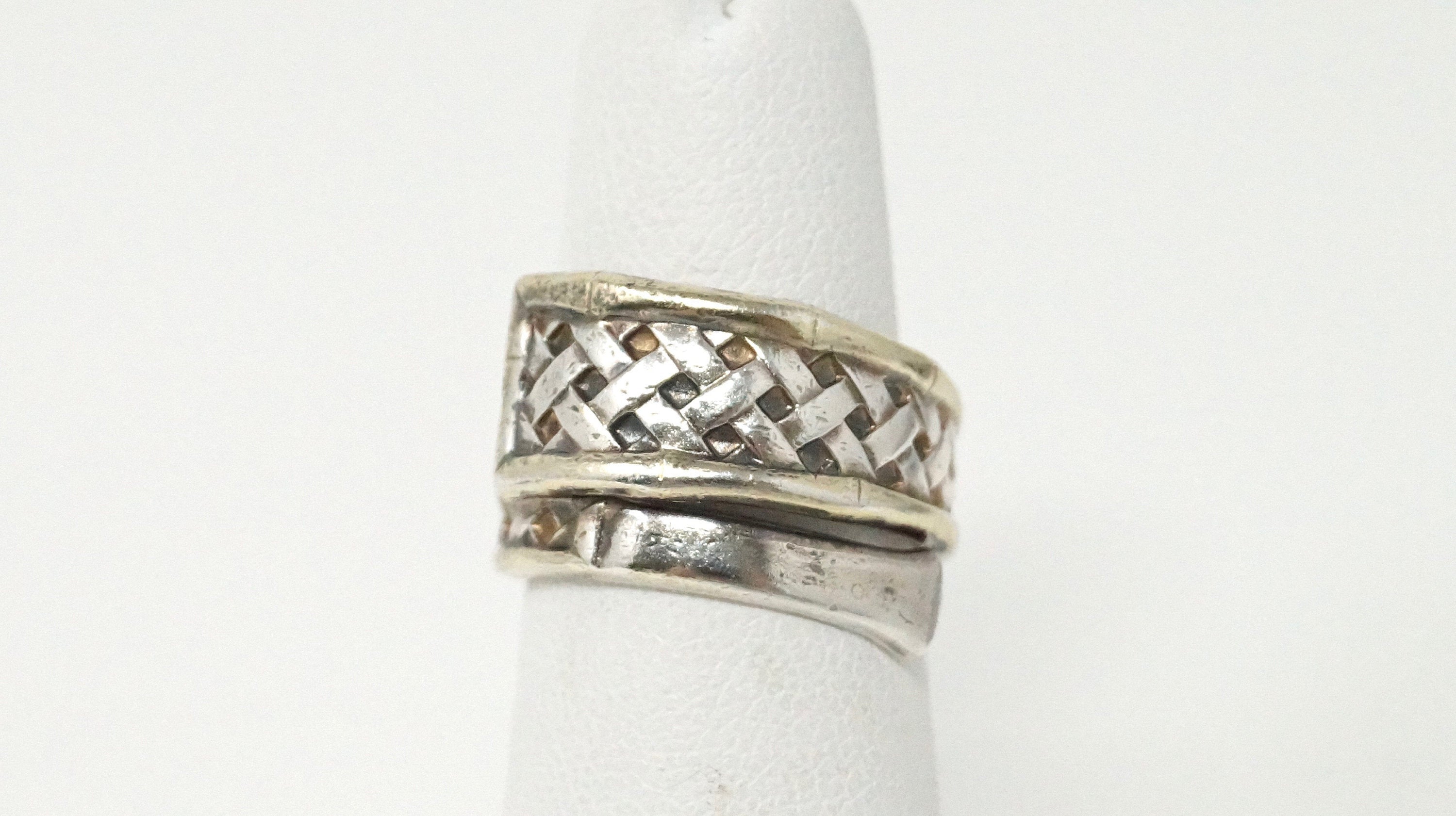 Vintage Basket Weave International Sterling Silver Wrap Ring - Size 5 -