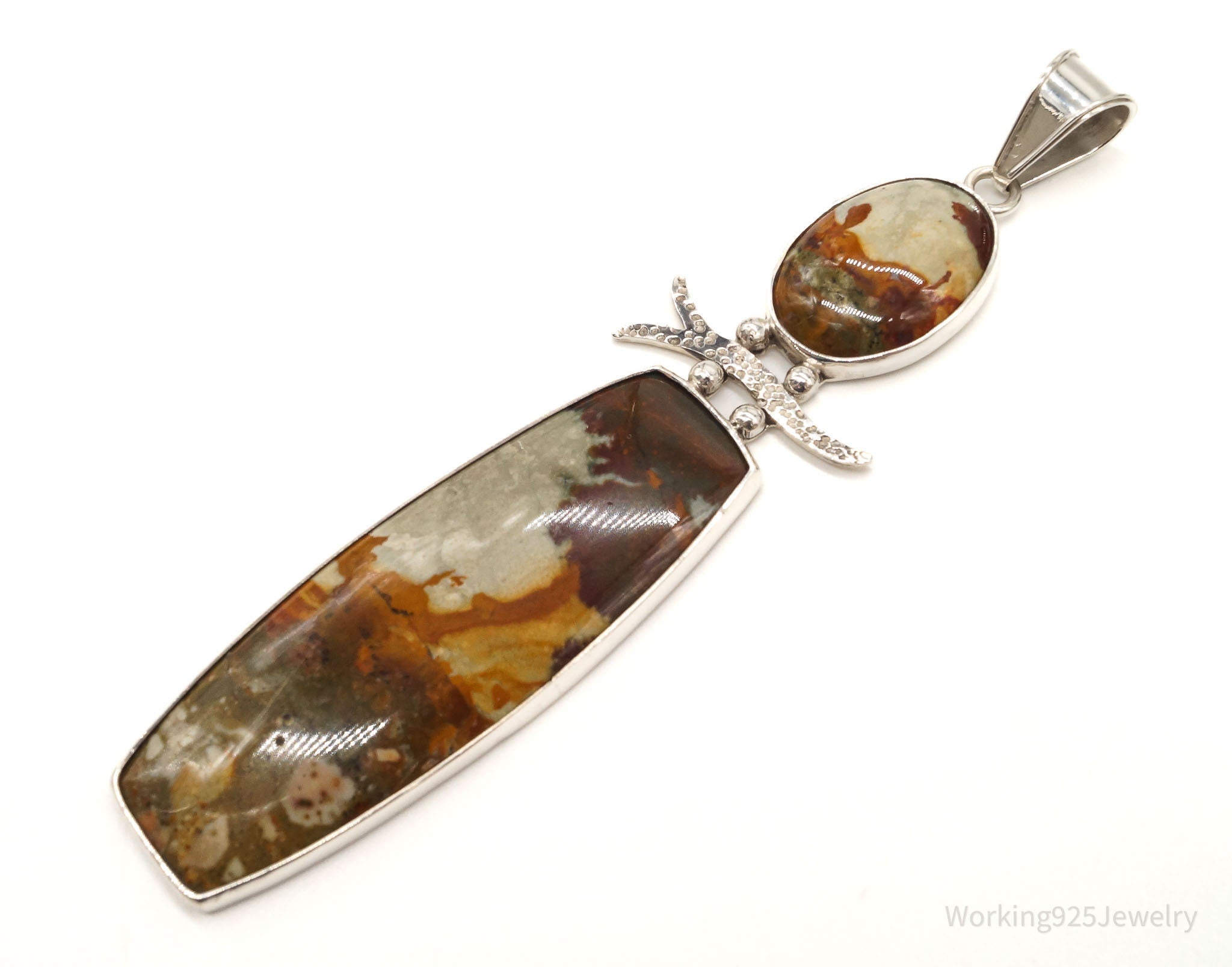 Large Designer OBSIDIAN Jasper Sterling Silver Pendant