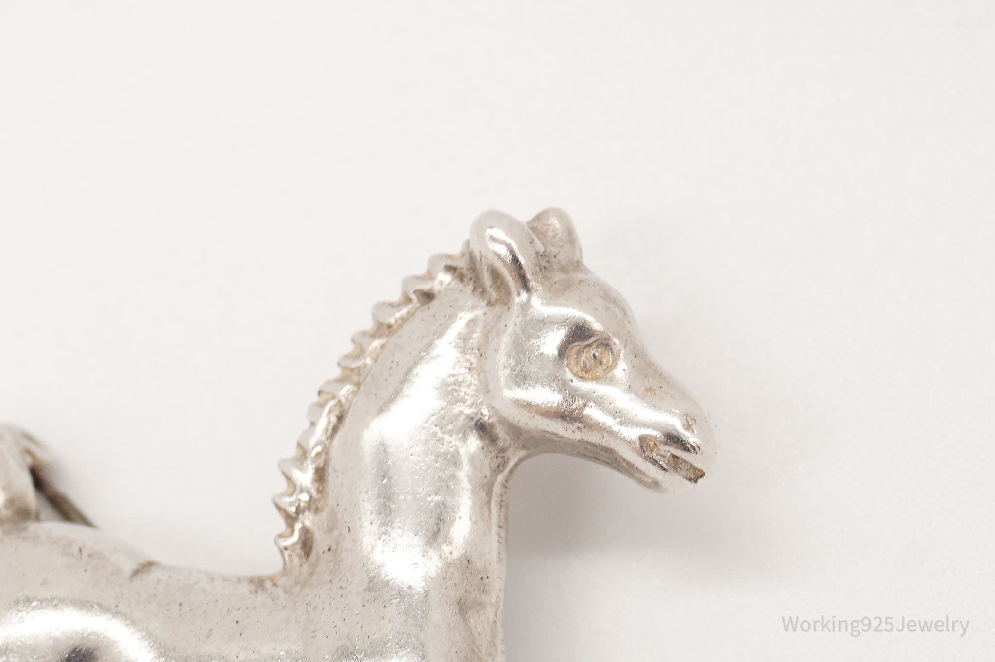 Antique Horse Sterling Silver Brooch Pin