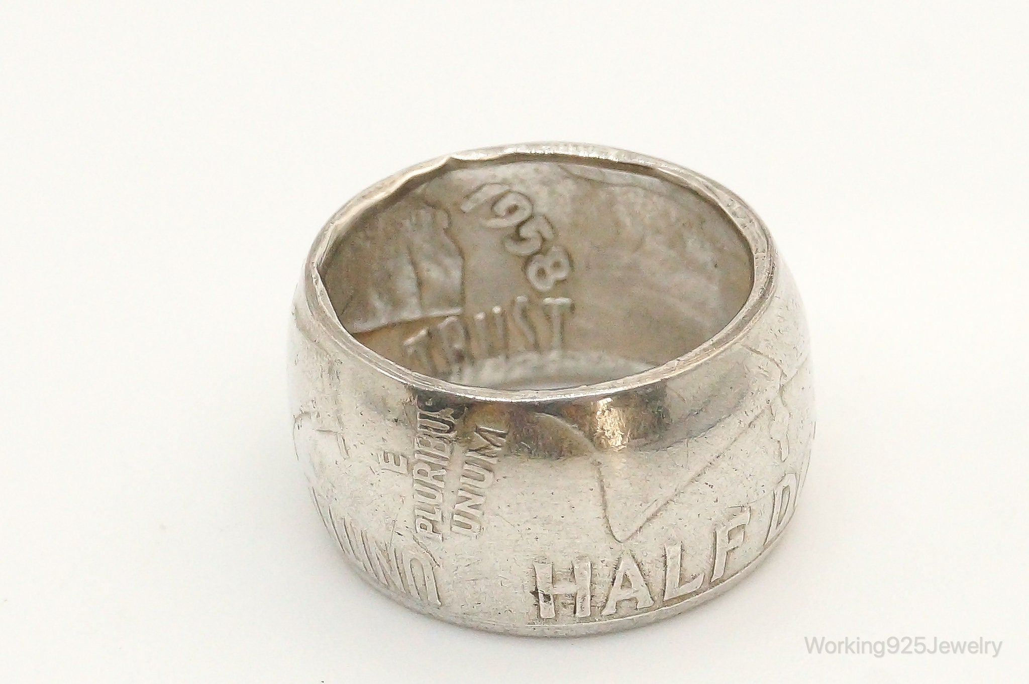 Vintage 1958 Half Dollar Silver Ring - Size 5