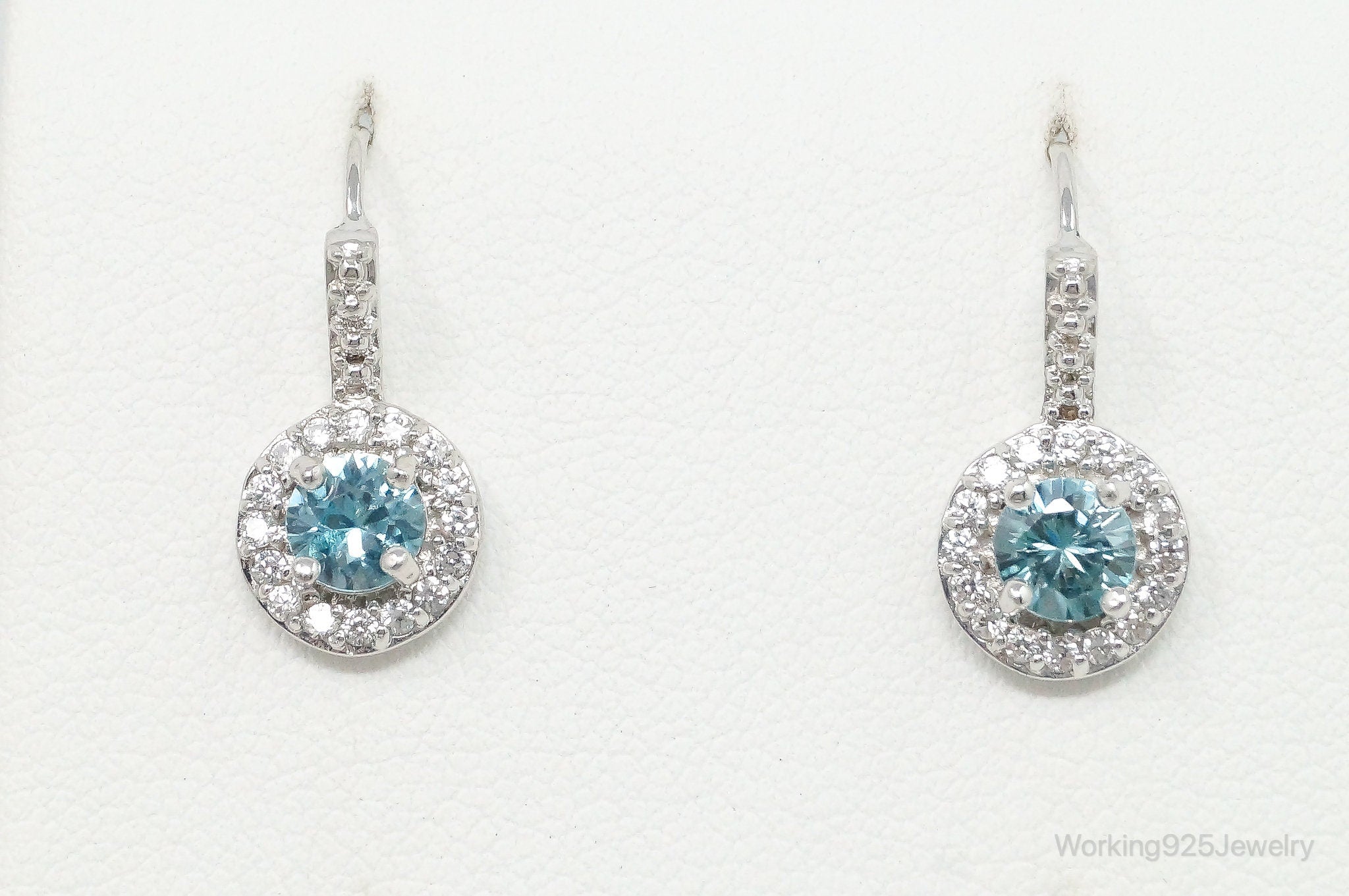 Blue Topaz Cubic Zirconia Sterling Silver Earrings