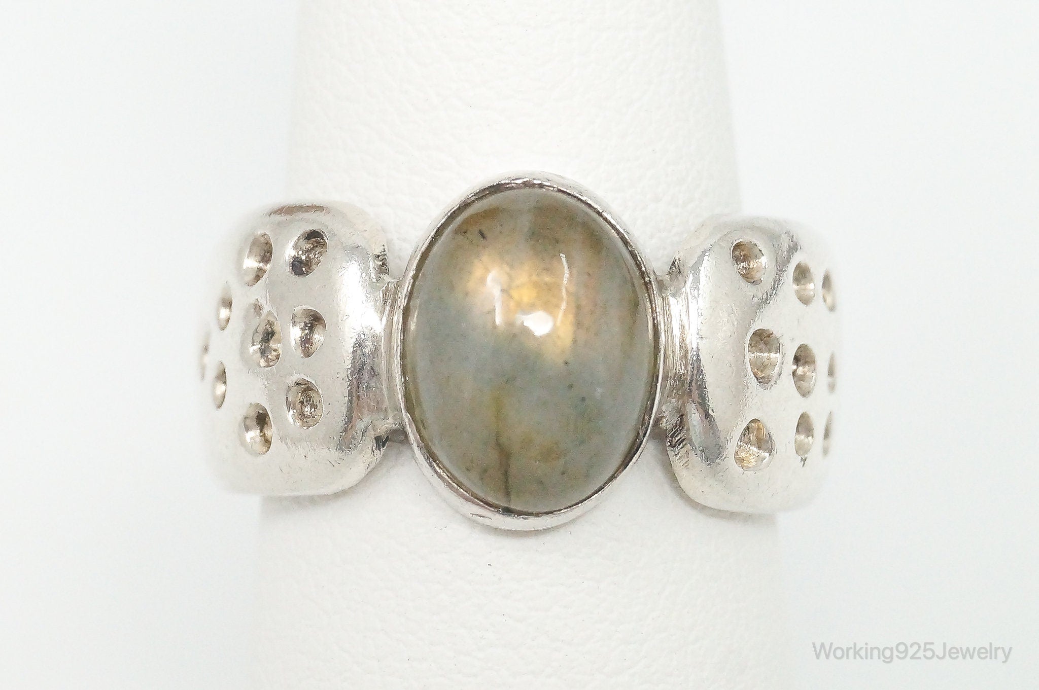 Vintage Labradorite Sterling Silver Ring - Size 7.5