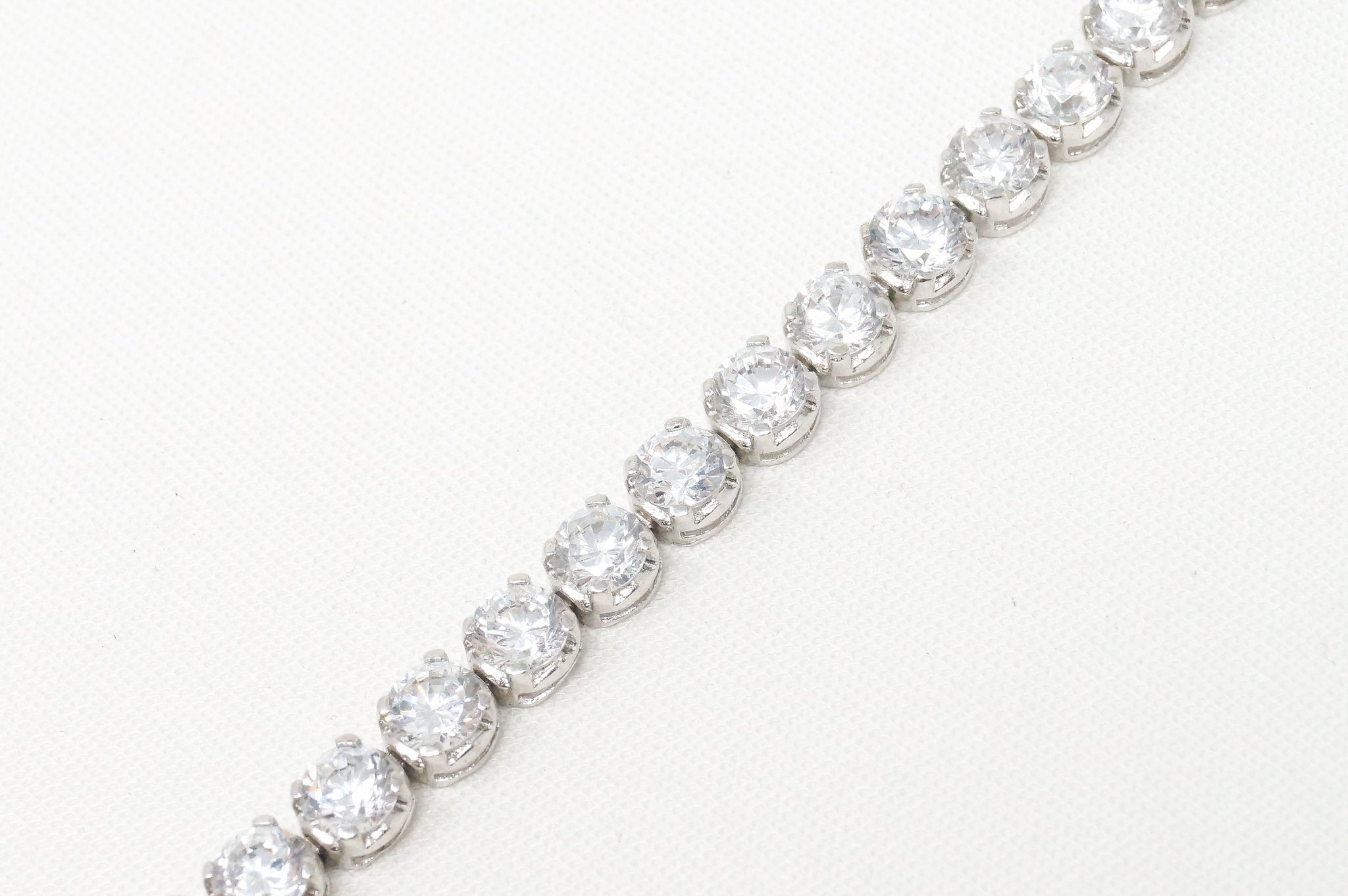 Vintage Designer Lanza Art Deco Cubic Zirconia Sterling Silver Tennis Bracelet