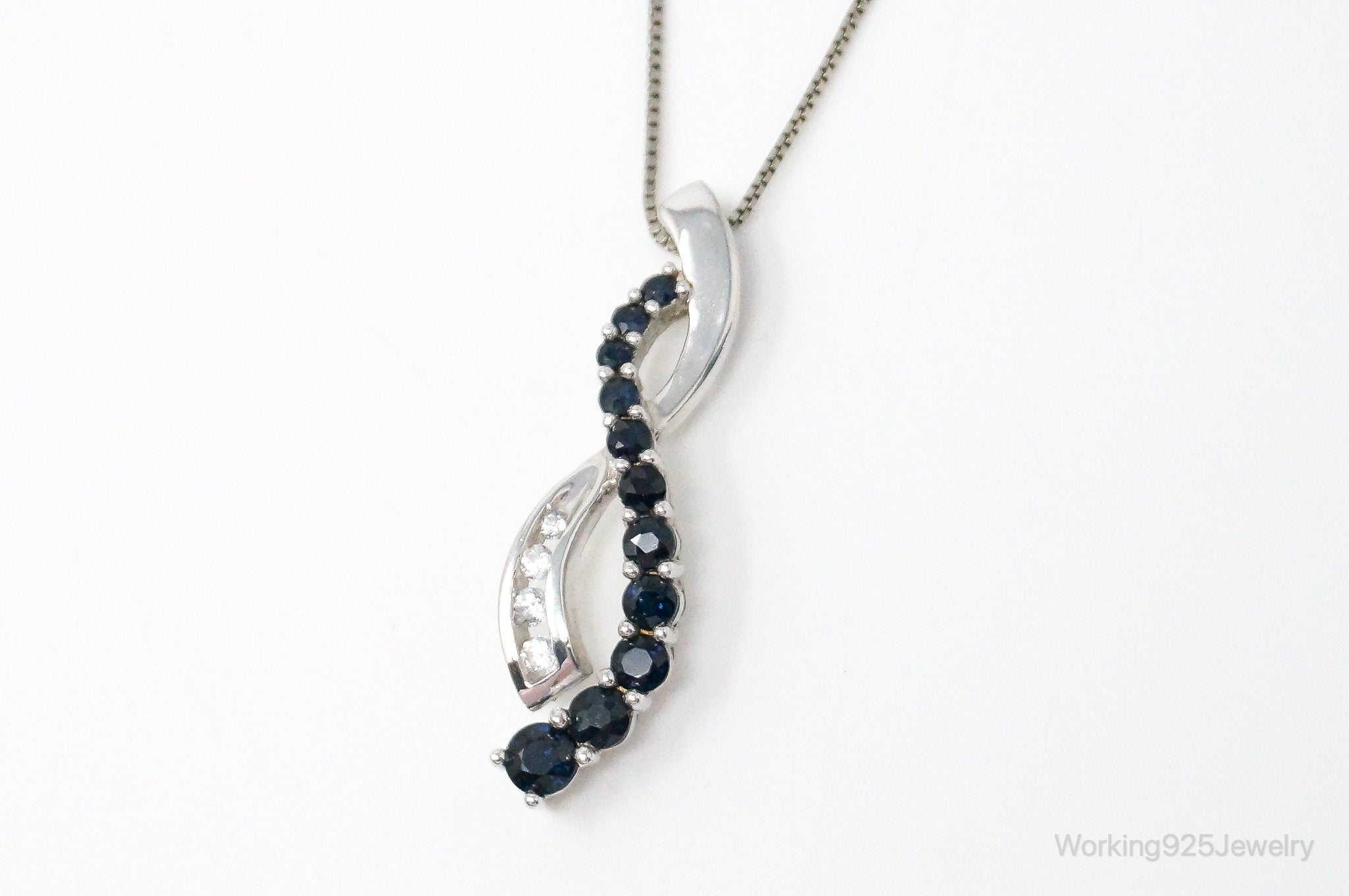 Sapphire Cubic Zirconia Sterling Silver Necklace