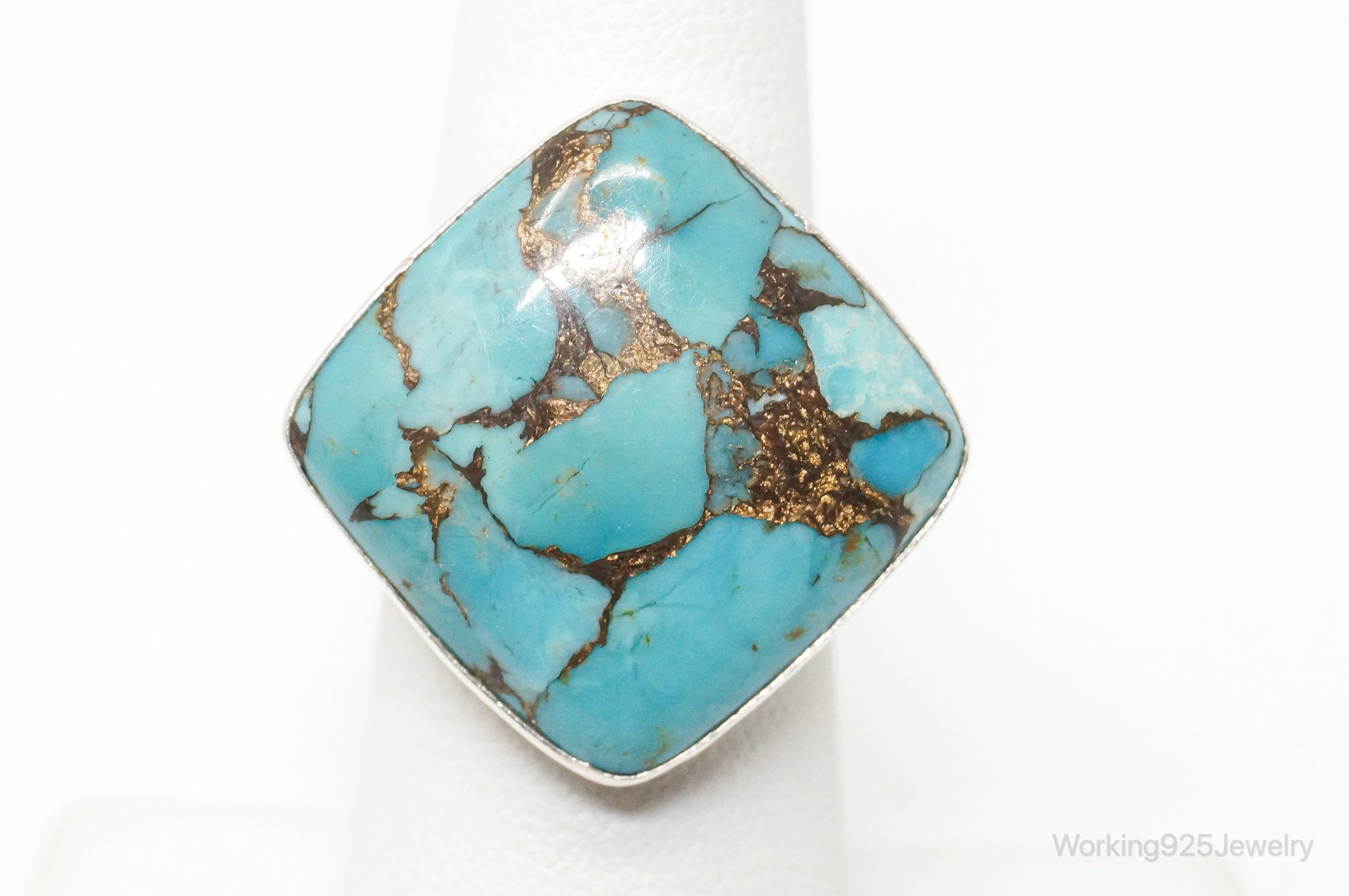 Vintage Designer Desert Rose Trading DTR Turquoise Sterling Silver Ring - 6