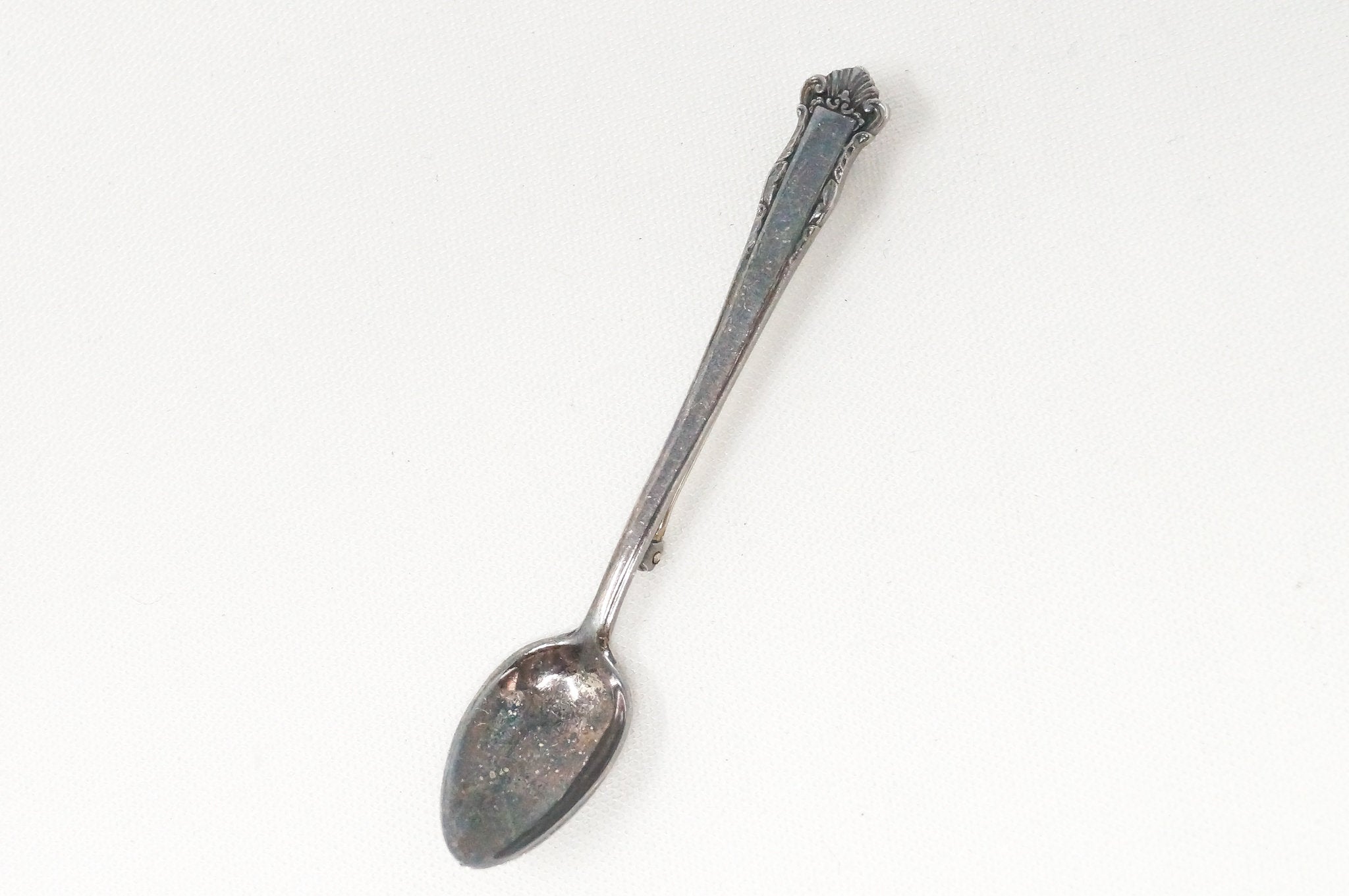 Antique LUNT Eloquence Floral Spoon Sterling Silver Brooch Pin