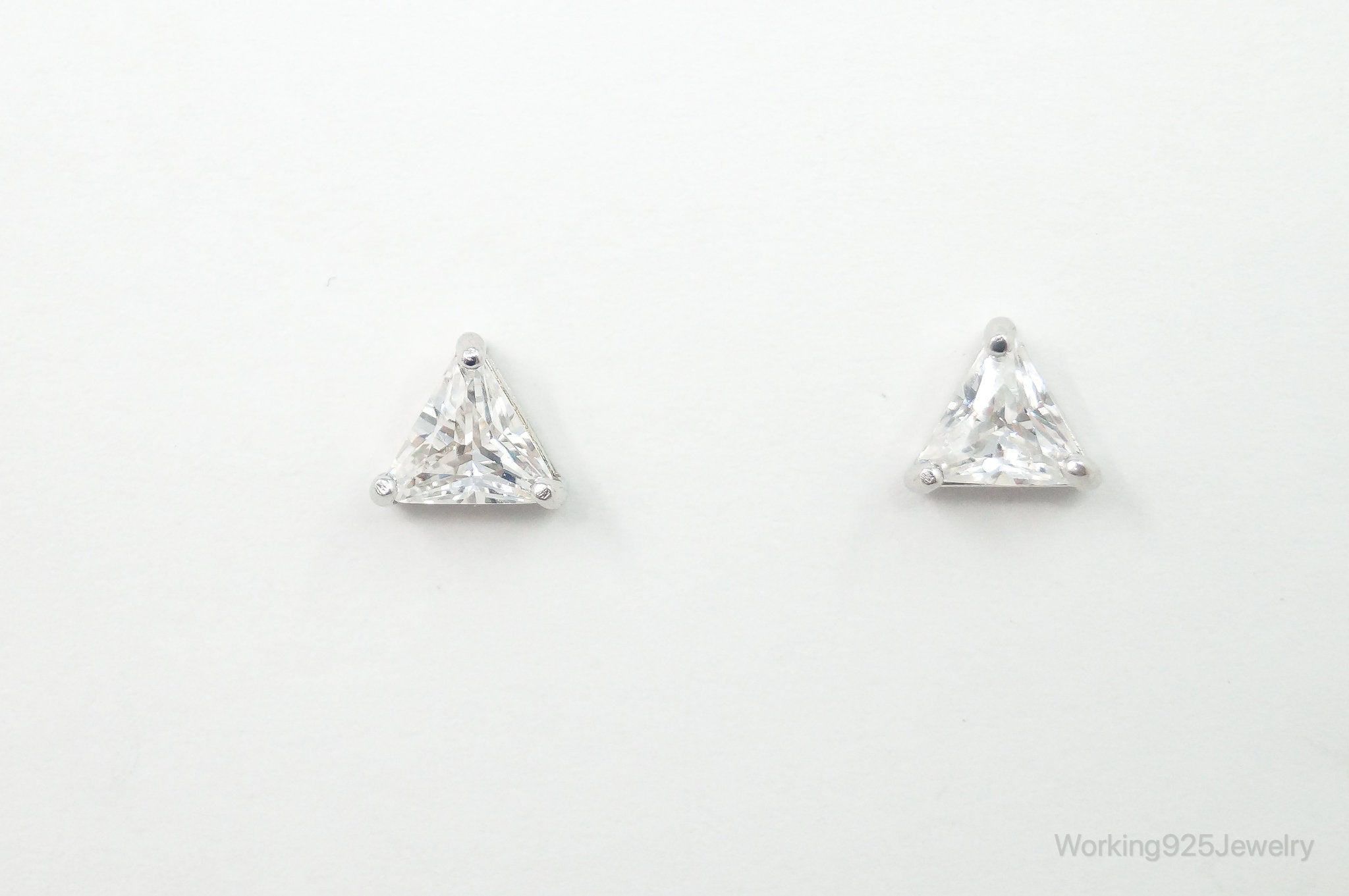 Cubic Zirconia Sterling Silver Stud Post Earrings