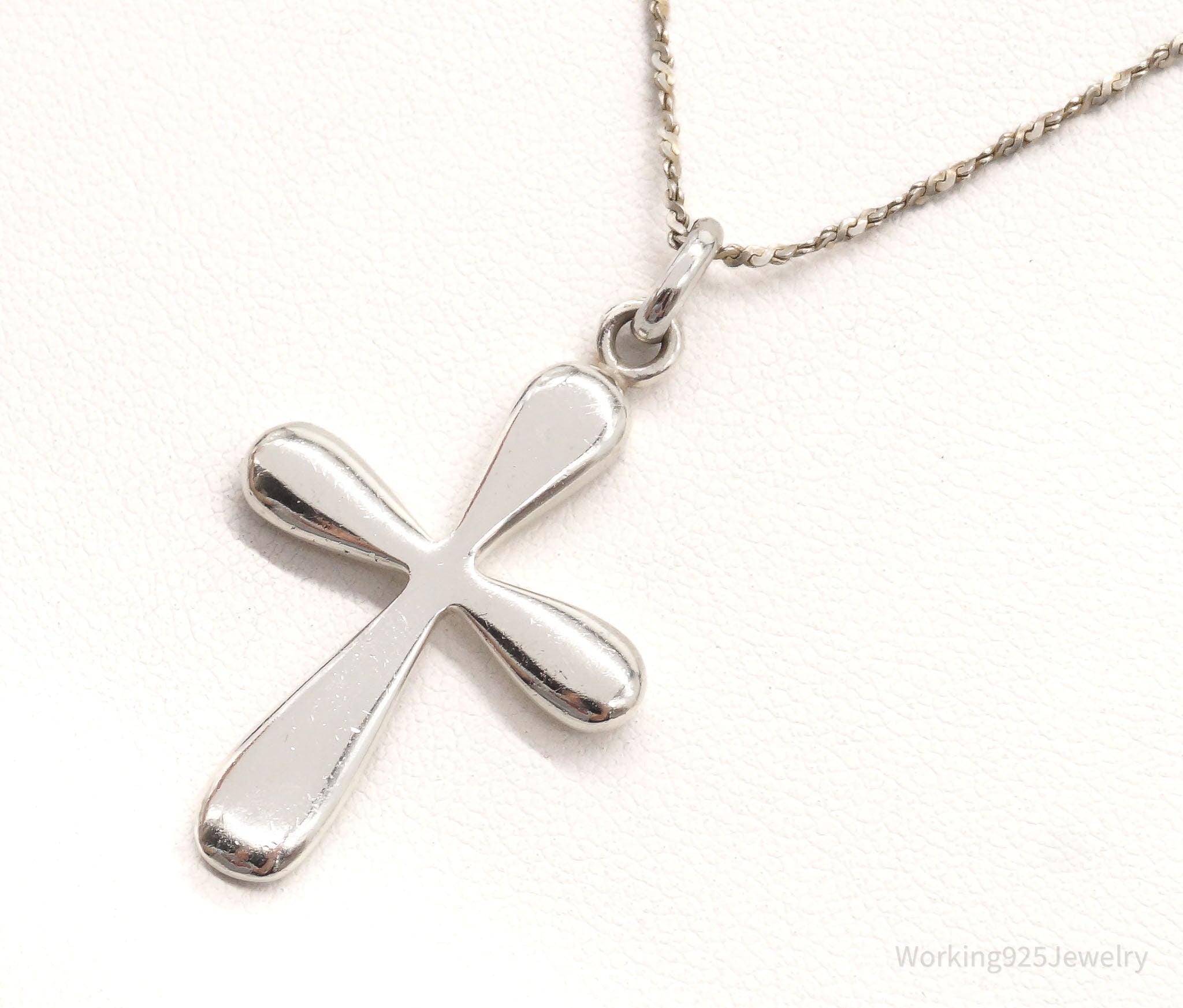 Vintage Designer Boma Cross Sterling Silver Necklace