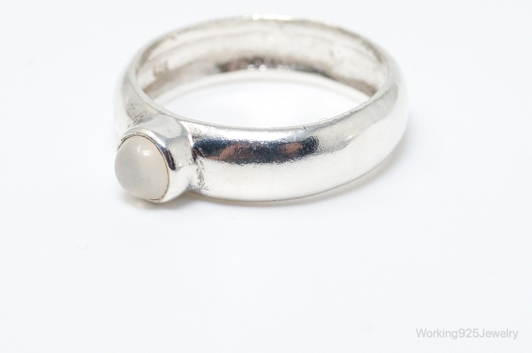 Vintage Designer Boma White Moonstone Sterling Silver Ring - Size 9