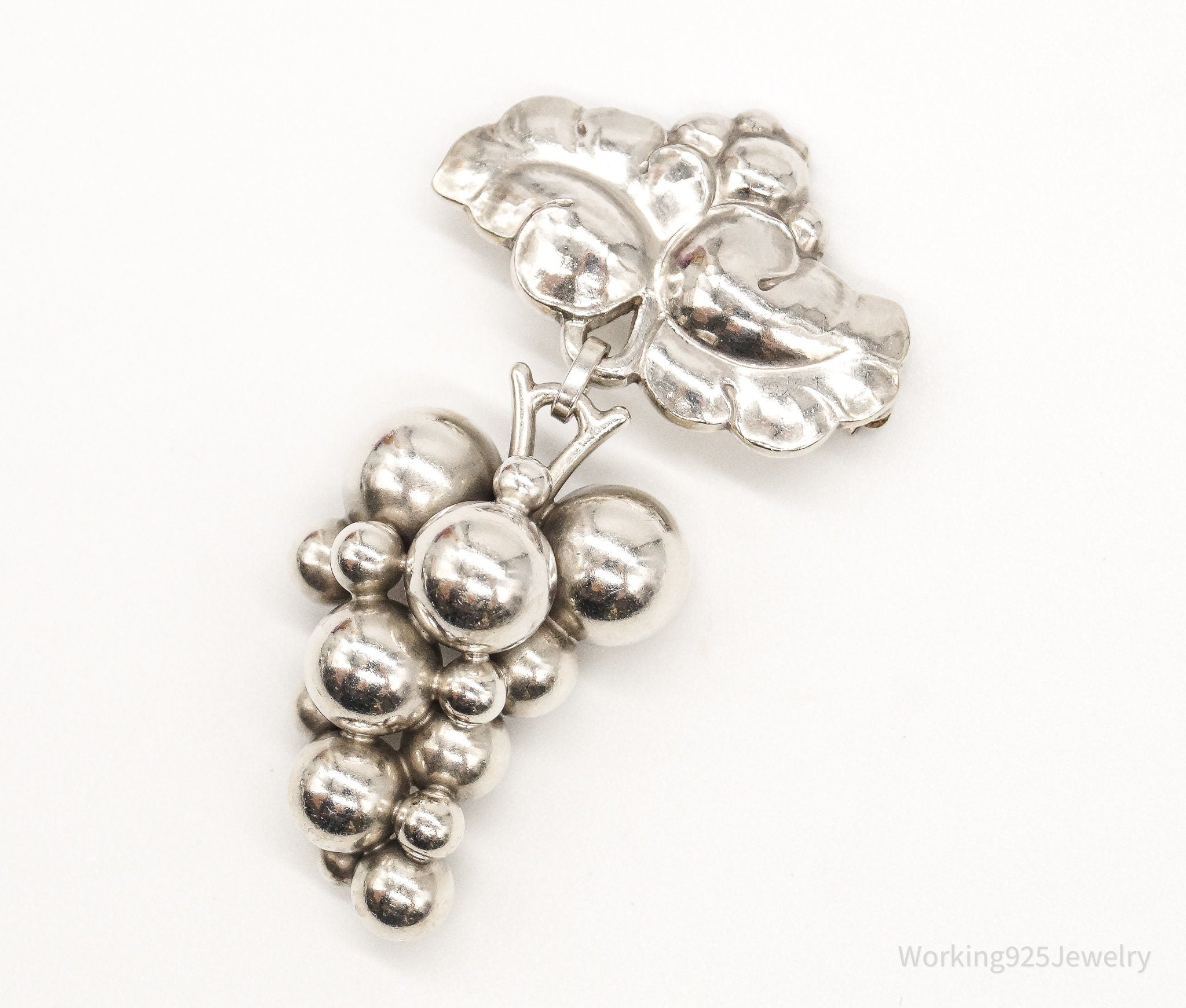 1920s Georg Jensen Moonlight Grapes 217B Sterling Silver Brooch Pin