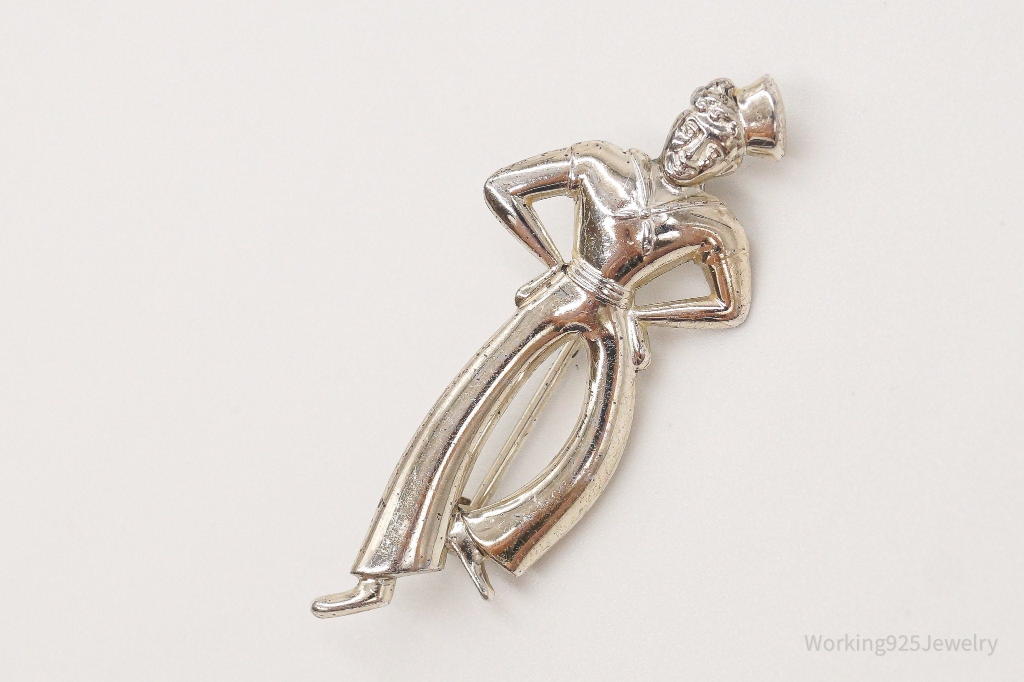 Vintage 1940s Forstner Dancing Sailor Sterling Silver Brooch Pin