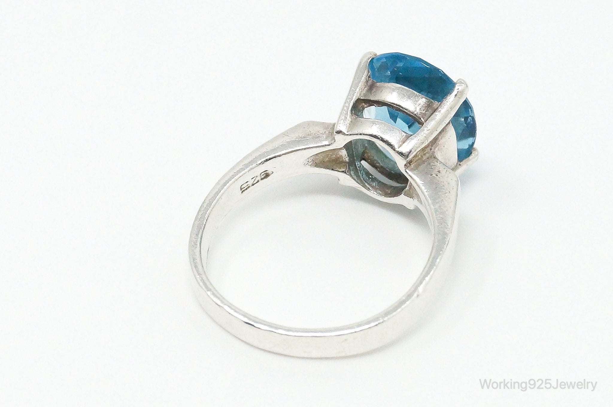 Vintage Blue Topaz Sterling Silver Ring - Size 6.75