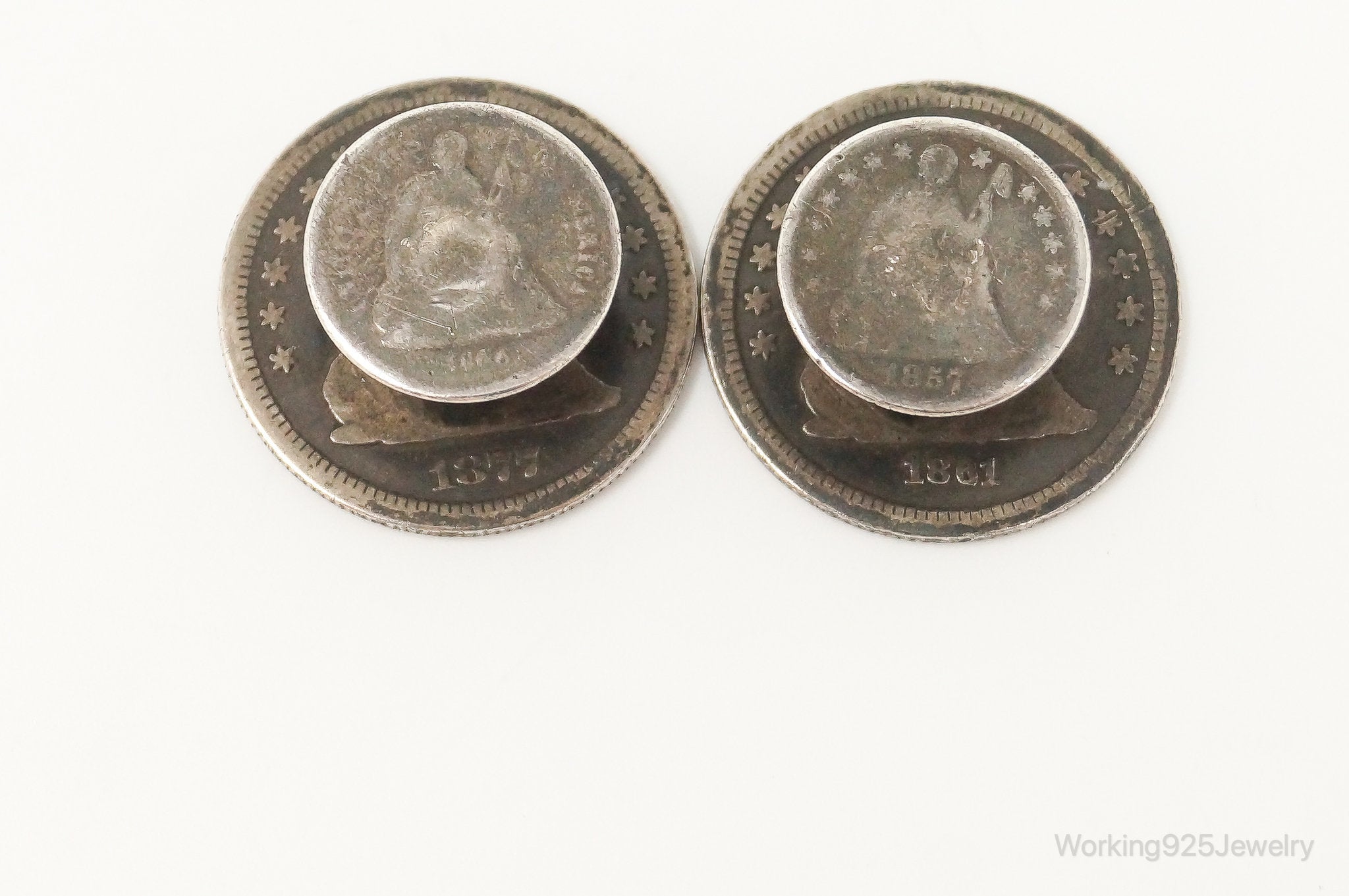 Antique Seated Liberty Coins Silver Cufflinks