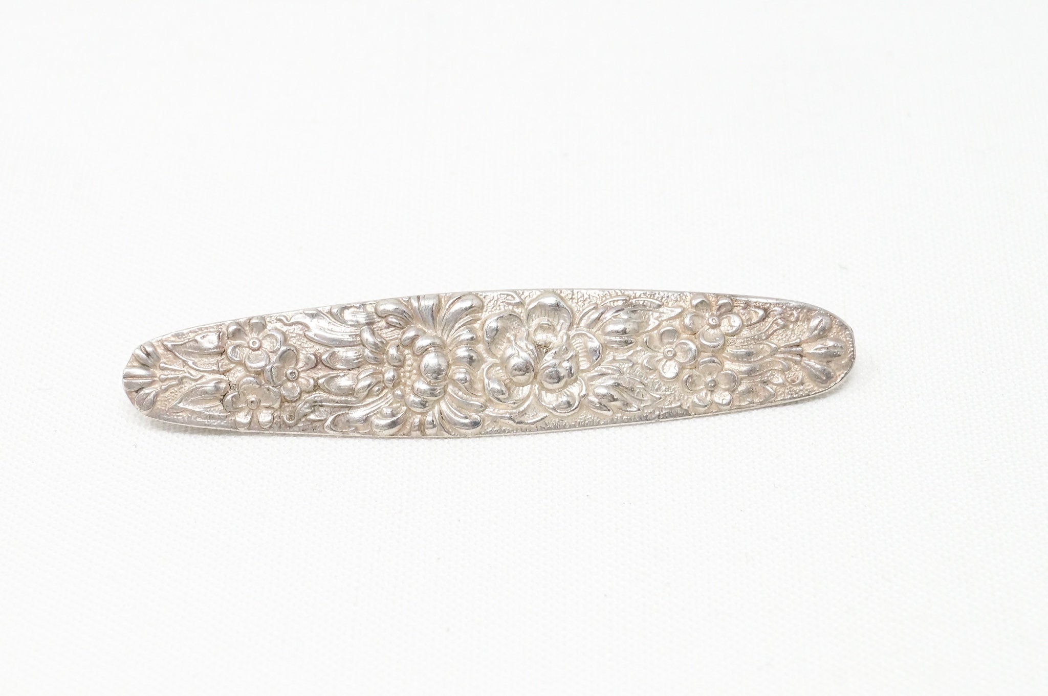 Antique Designer Stieff Art Nouveau Motif Floral Sterling Silver Brooch Pin