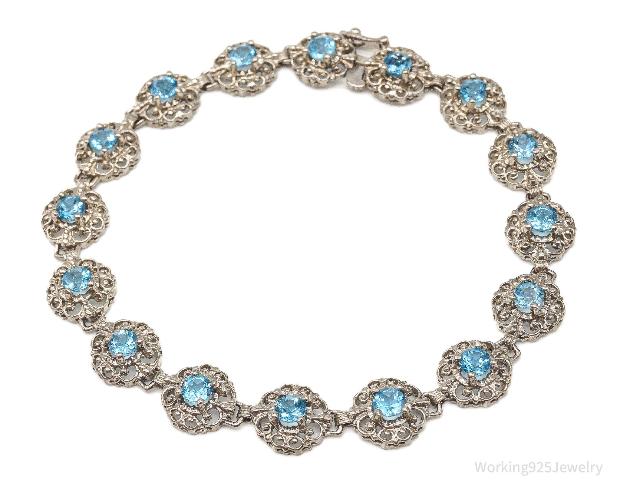 Vintage Blue Topaz Sterling Silver Bracelet