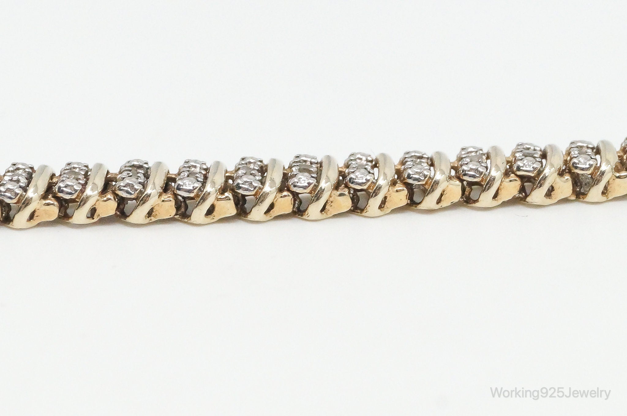 Vintage Designer Diamond Gold Vermeil Sterling Silver Bracelet