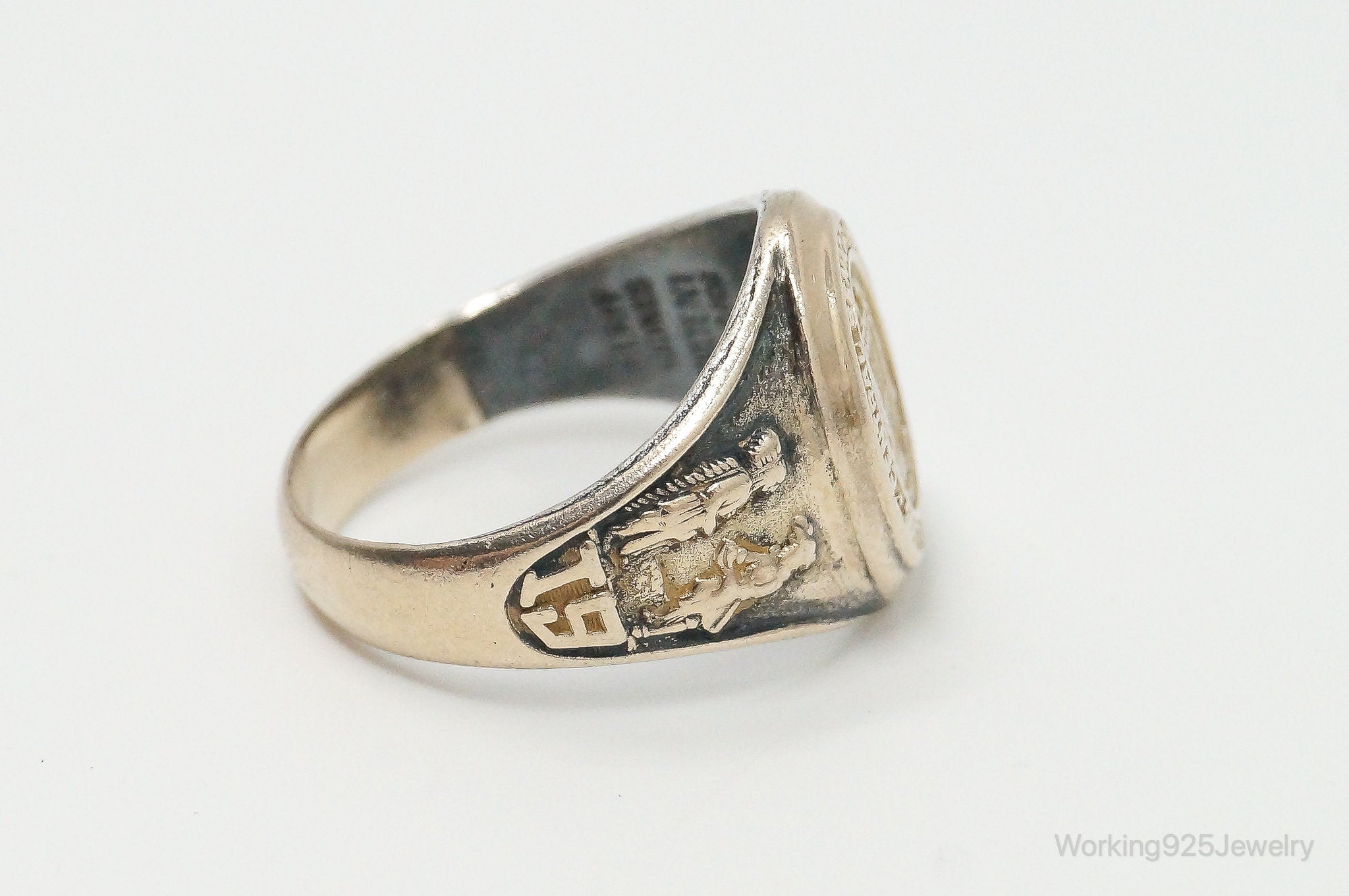 RARE 1934 Central Senior HS South Bend, IN 10K Gold S. Silver Ring Size 6.5