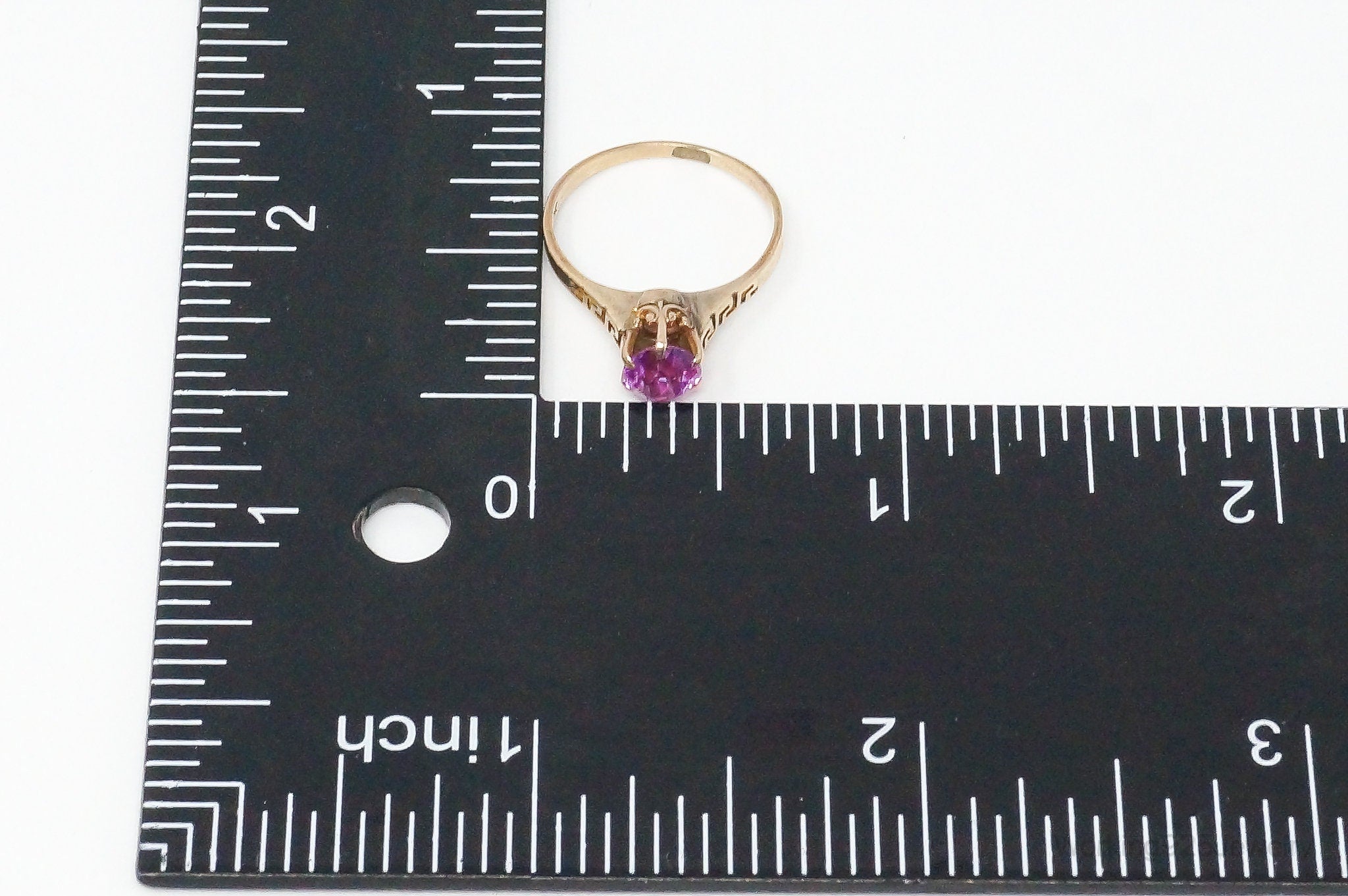 Antique Pink Sapphire 10K Gold Ring 4.75