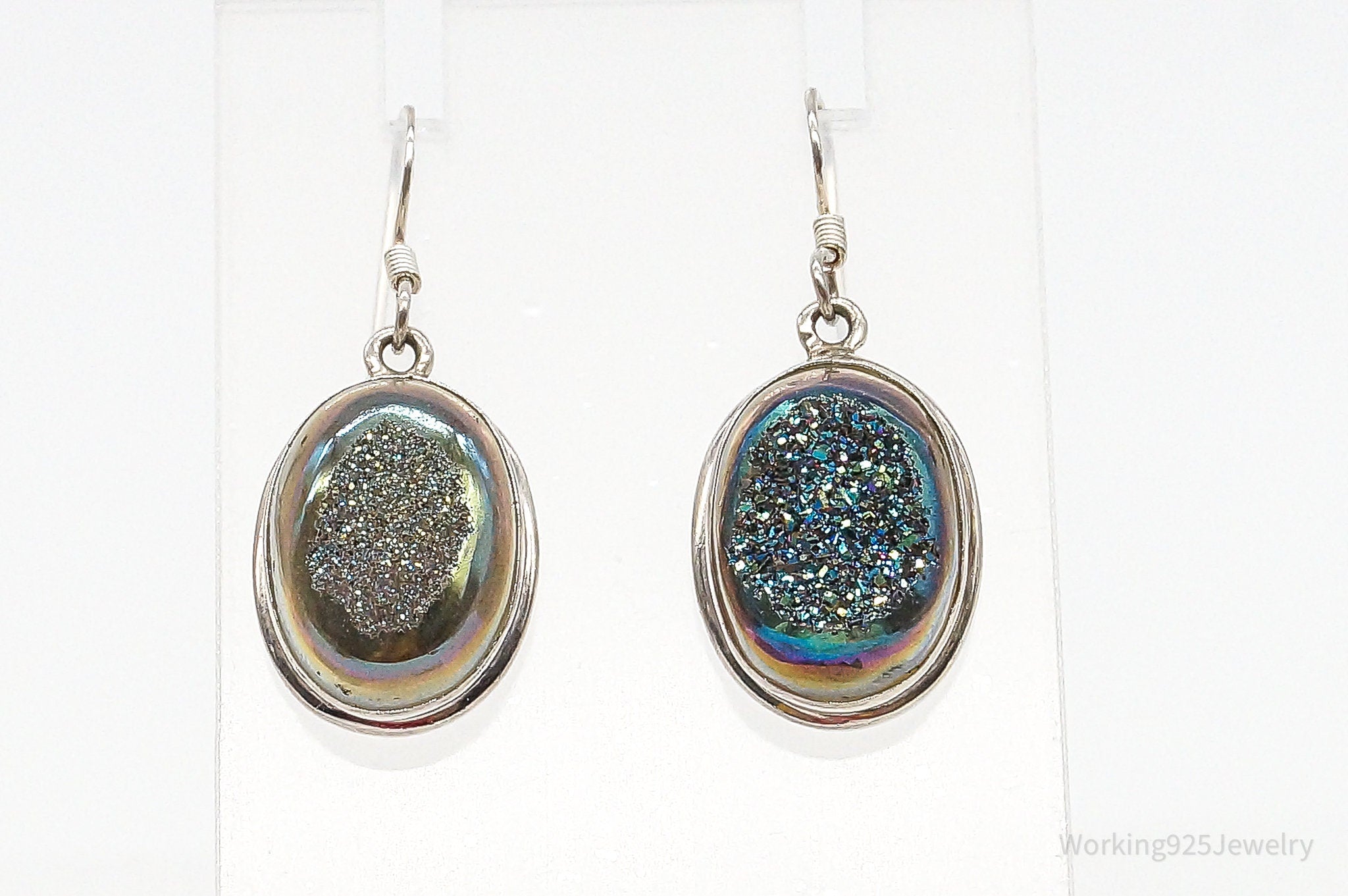 Vintage Druzy Quartz Sterling Silver Earrings