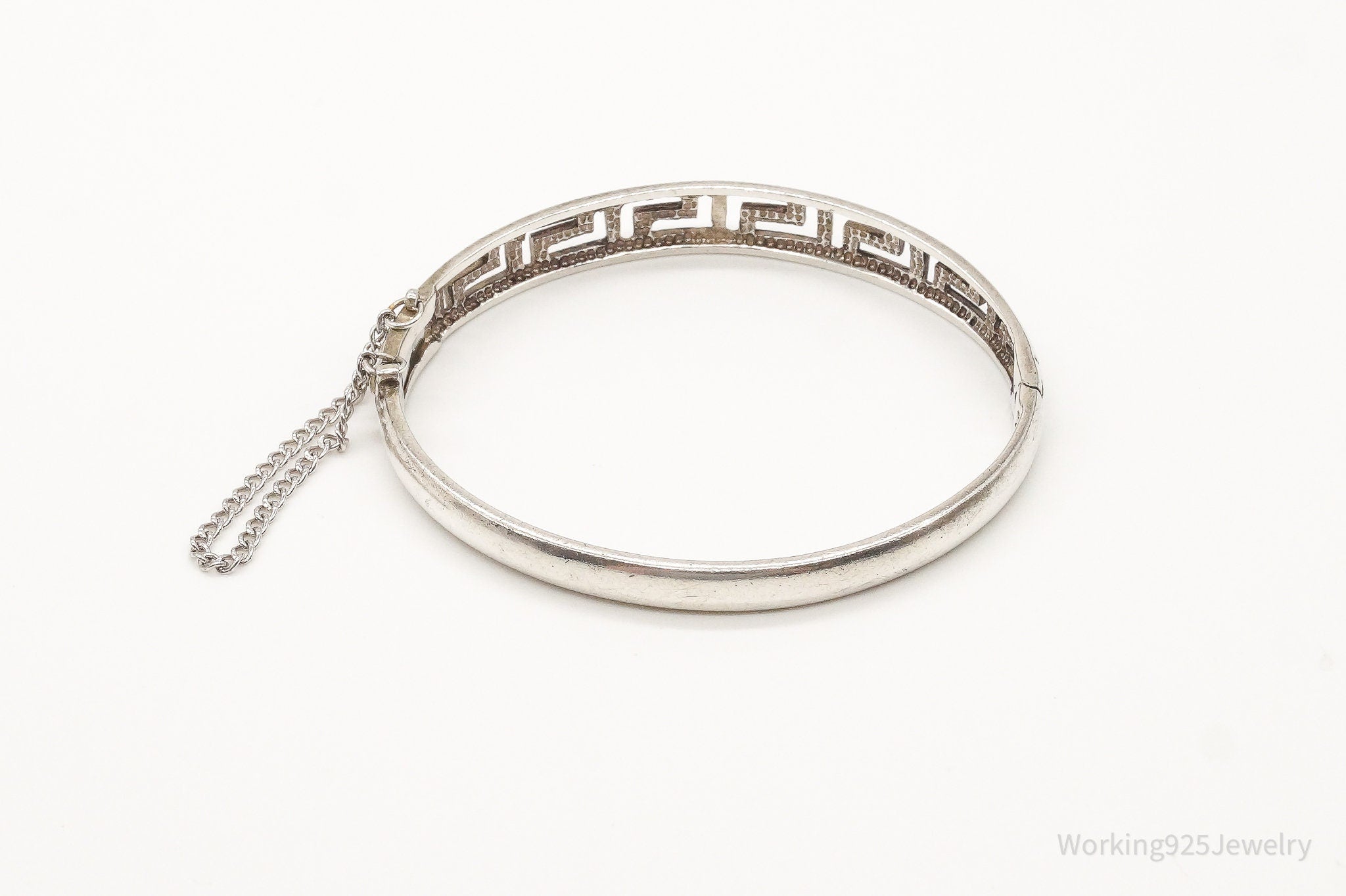 Vintage Greek Key Design Sterling Silver Bracelet