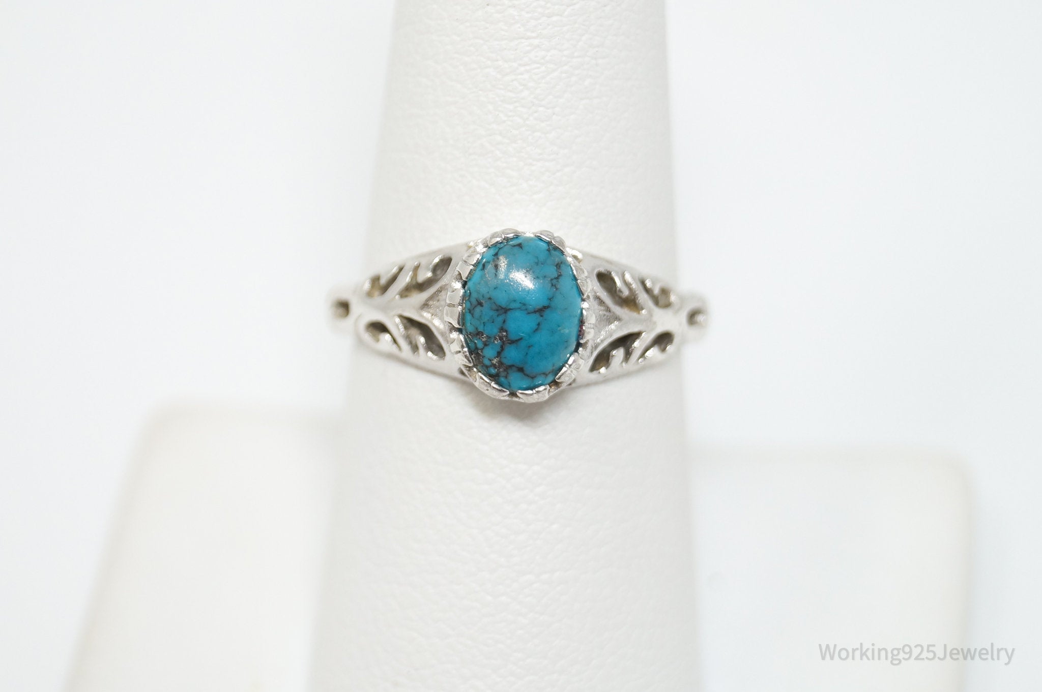 Vintage Designer SETA Southwestern Turquoise Sterling Silver Ring - Sz 7.75