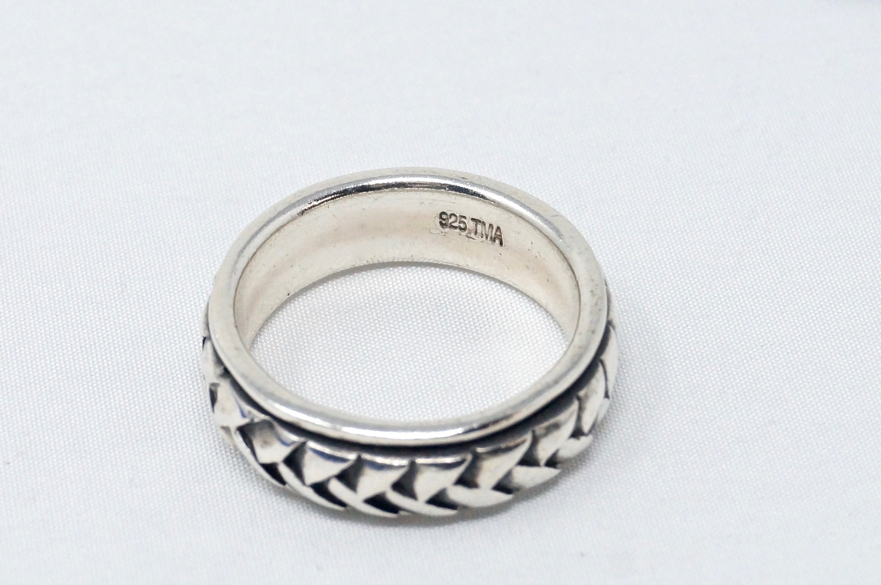 Amazing Vintage Braid Designer Sterling Silver Spinner Band Ring - Size 9.75