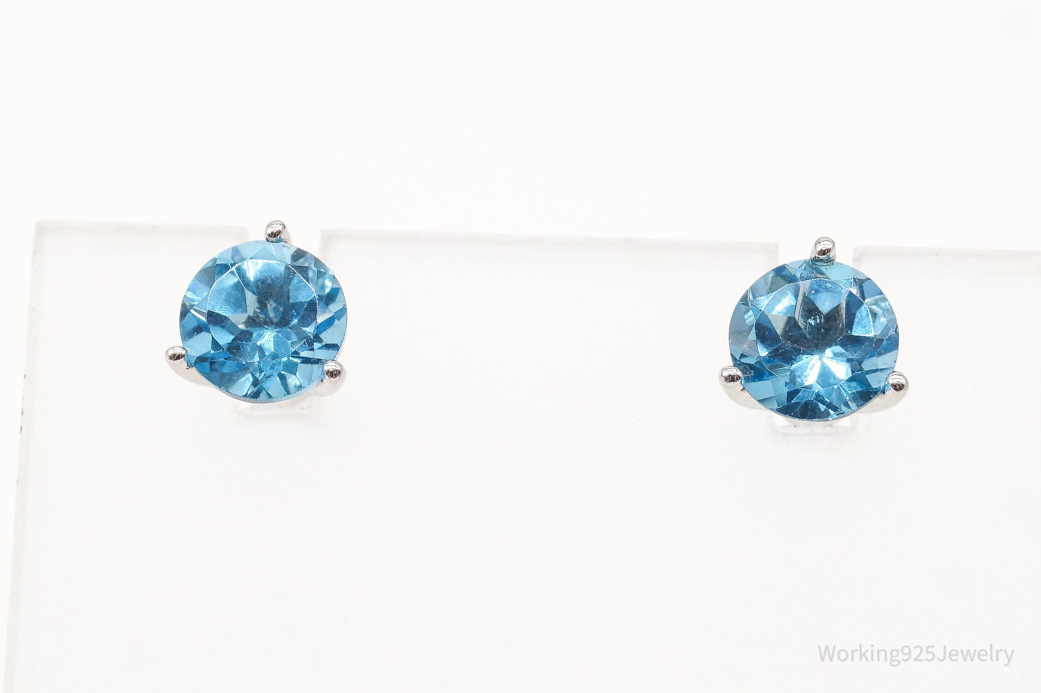 Vintage Blue Topaz Sterling Silver Earrings