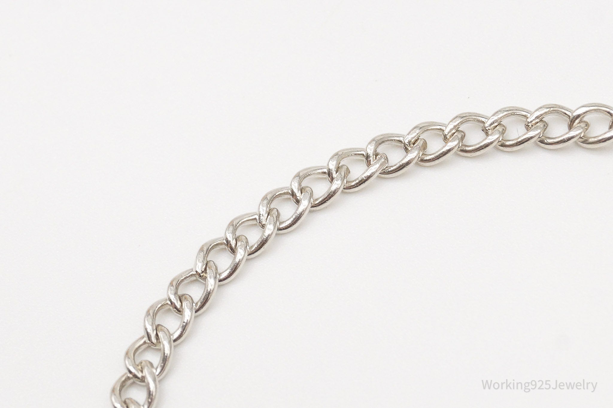 Antique Sterling Silver Curb Chain Link Bracelet