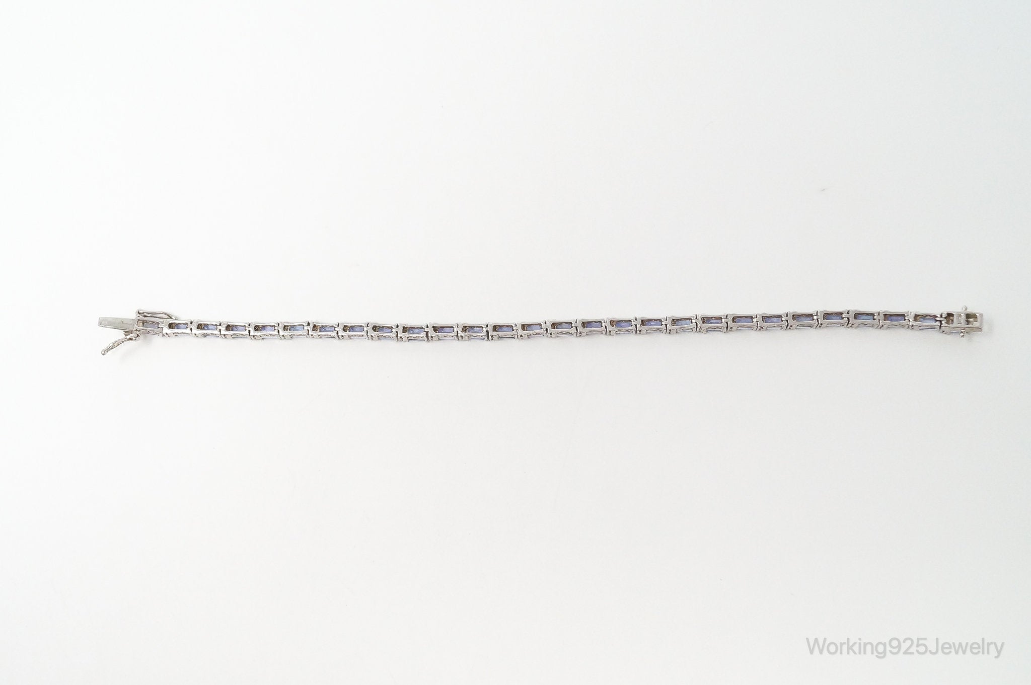 Vintage Art Deco Amethyst Cubic Zirconia Sterling Silver Tennis Bracelet