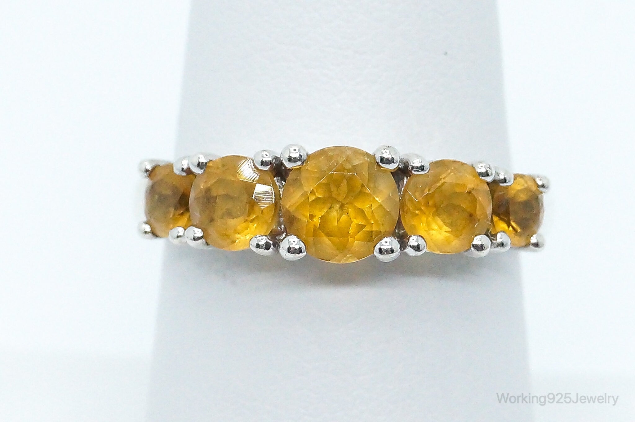 Vintage Citrine Sterling Silver Ring - Size 7