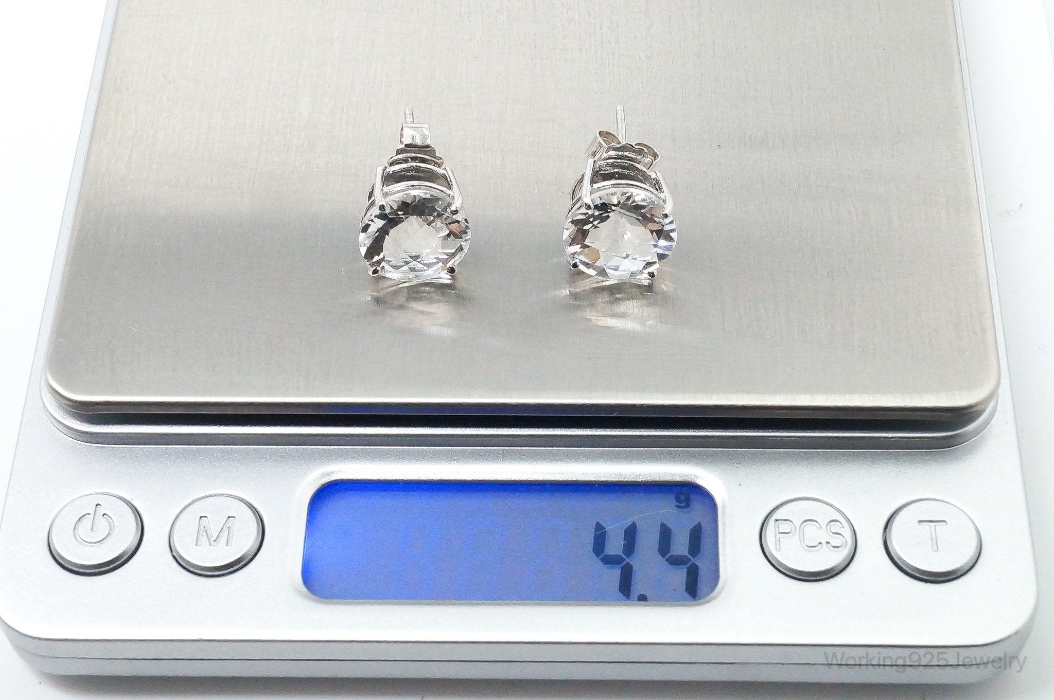 Vintage Large Cubic Zirconia Sterling Silver Earrings