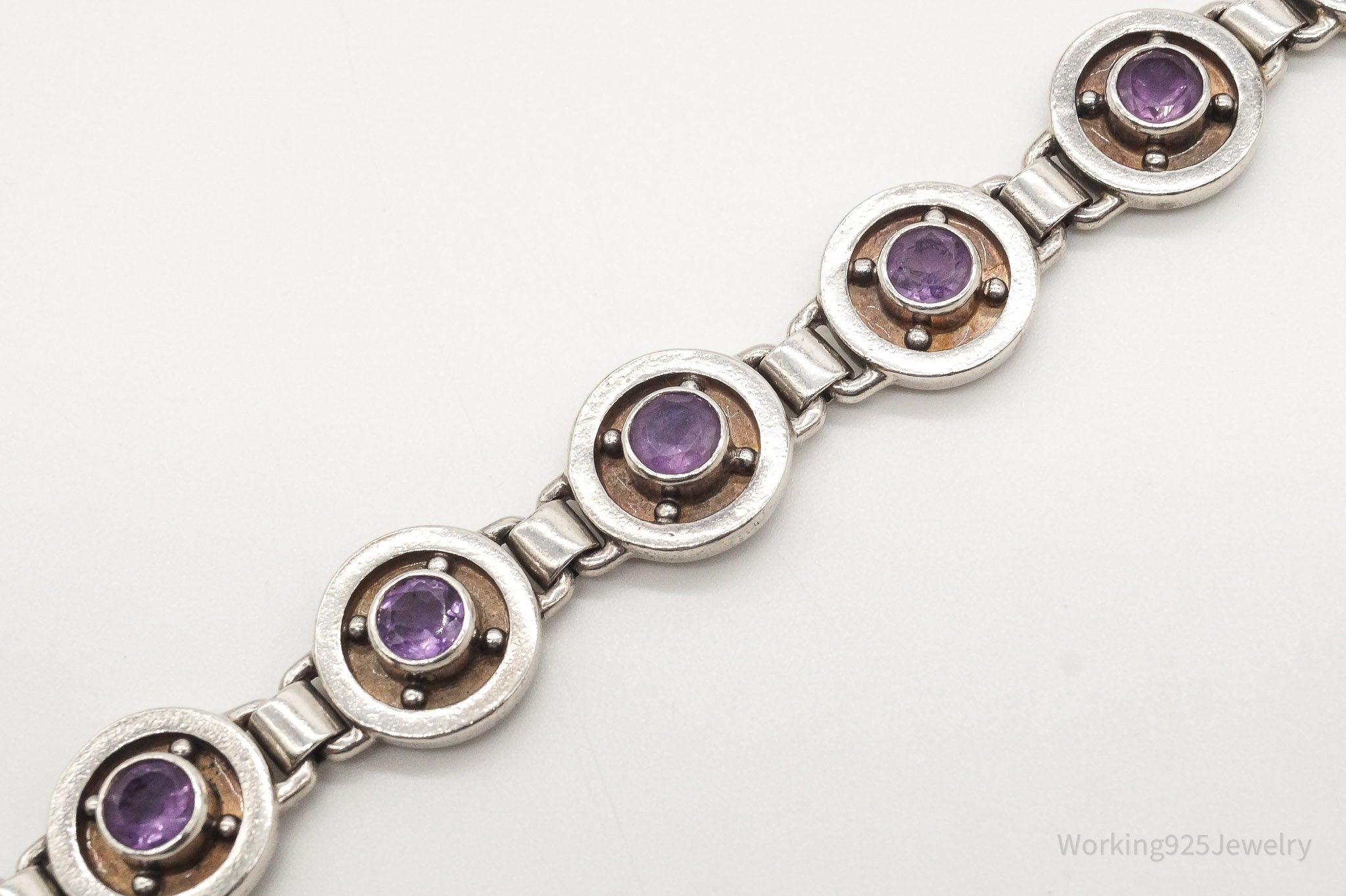 Vintage Amethyst Sterling Silver Bracelet