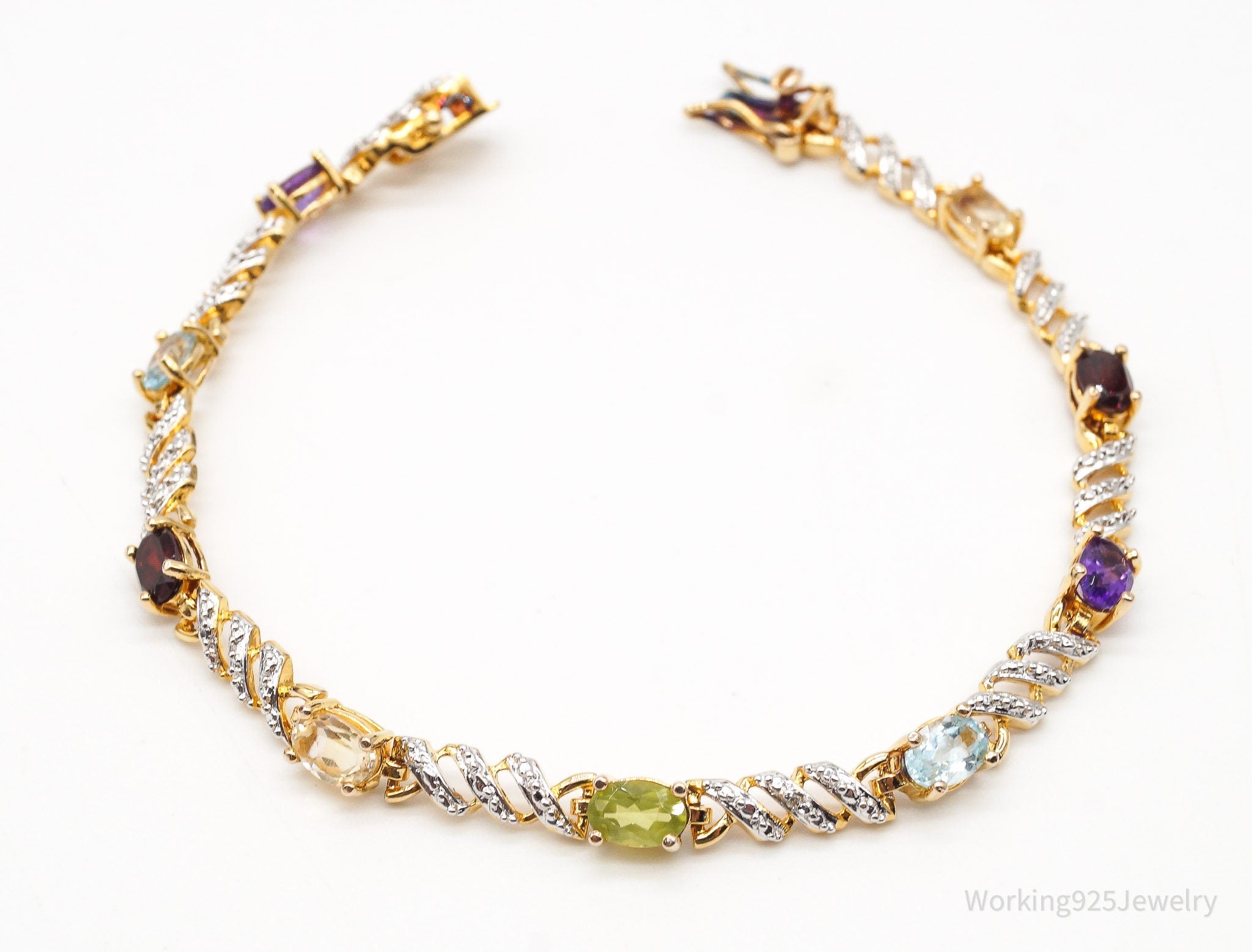 Designer Ross Simons Multi Gemstone Gold Vermeil Sterling Silver Bracelet